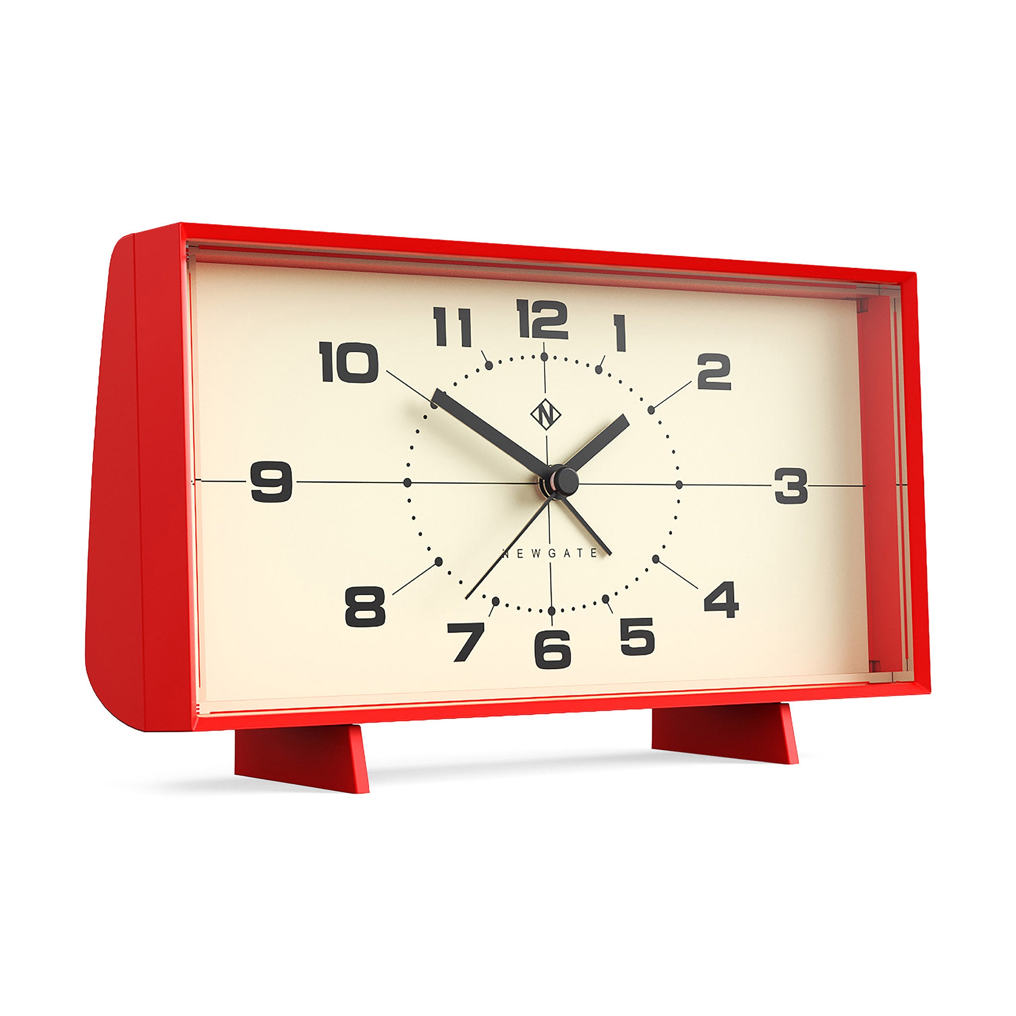 Mid-Century Wideboy Alarm Clock - Silent Sweep, Matte Black/White