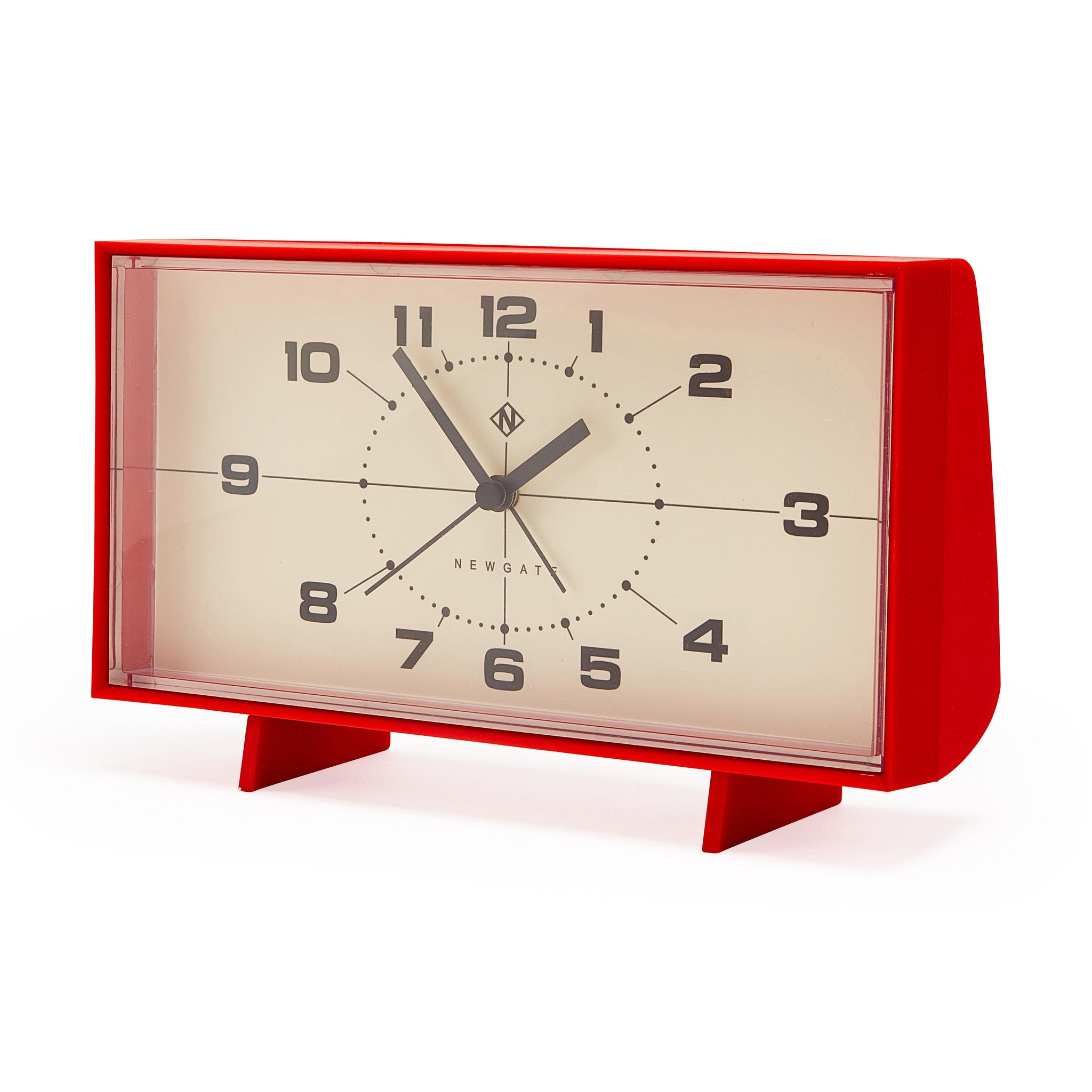 Mid-Century Wideboy Alarm Clock - Silent Sweep, Matte Black/White