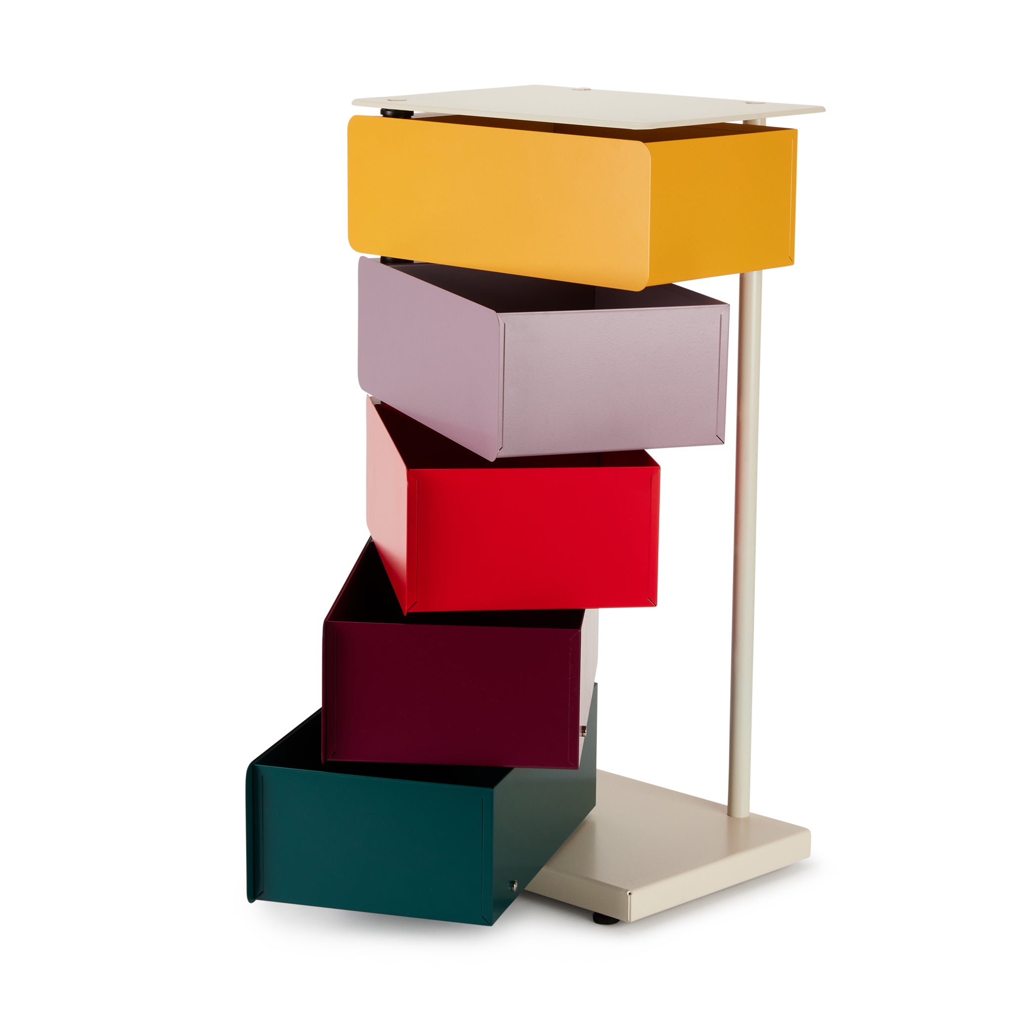 Modern Pivot Cabinet with 5 Drawers - Space-Saving Storage in Yellow, Red, or Green
