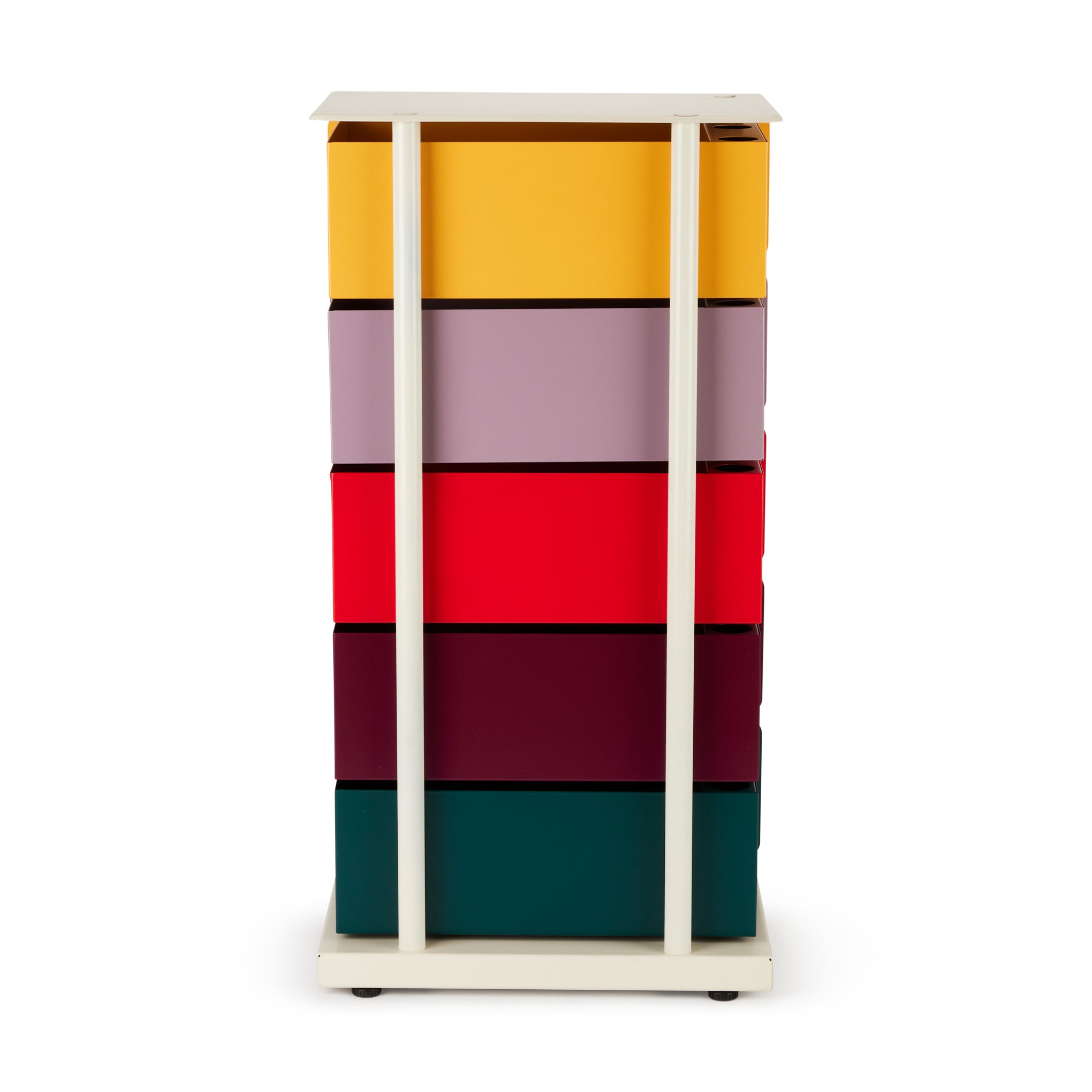 Modern Pivot Cabinet with 5 Drawers - Space-Saving Storage in Yellow, Red, or Green