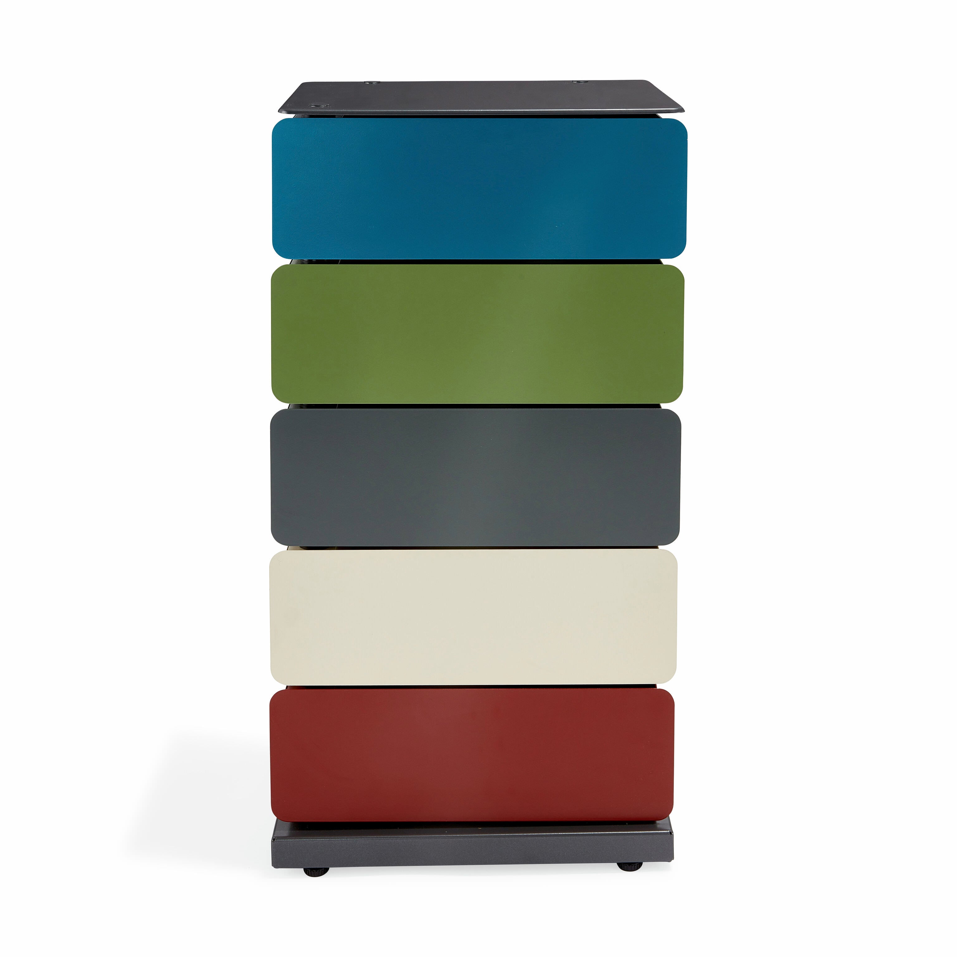 Modern 5-Drawer Pivot Cabinet - Space-Saving Storage in Blue, Gray, Red