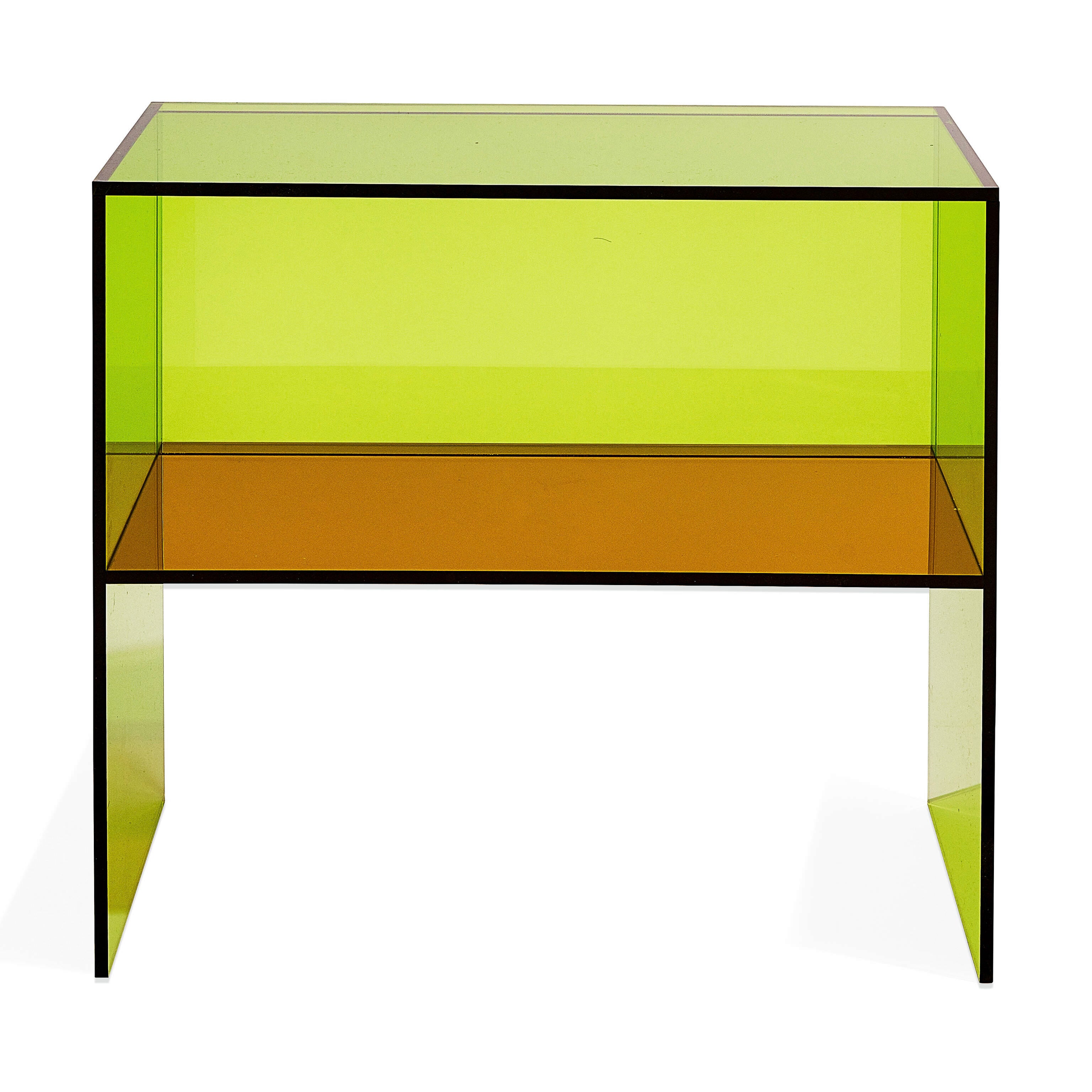Modern Acrylic Side Table - Two-Way Design in Green/Orange | MoMA Exclusive