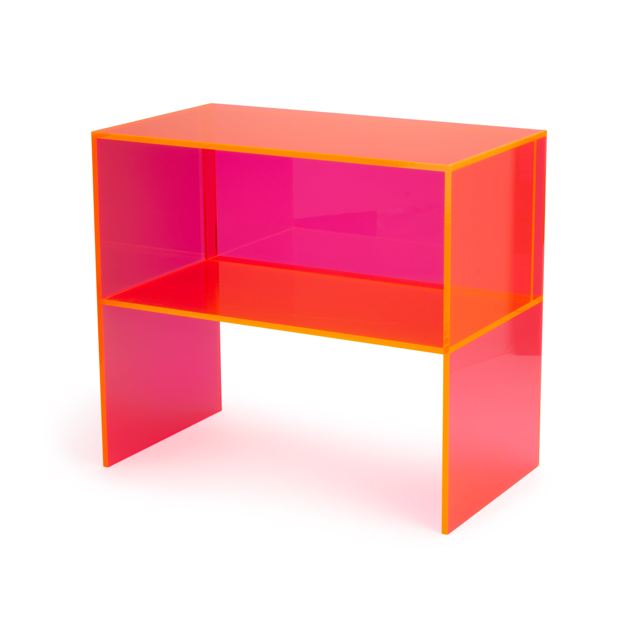 MoMA Two-Way Acrylic Side Table - Neon Orange & Pink - Versatile Design