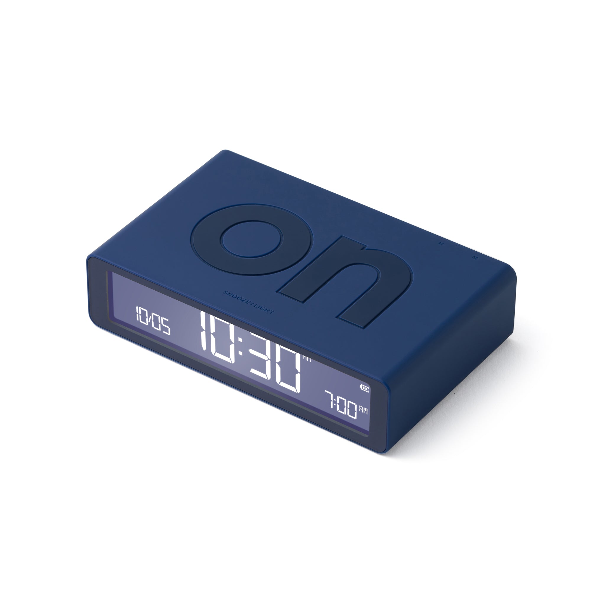 Lexon Flip USB-C Rechargeable Alarm Clock with Snooze - Dark Blue