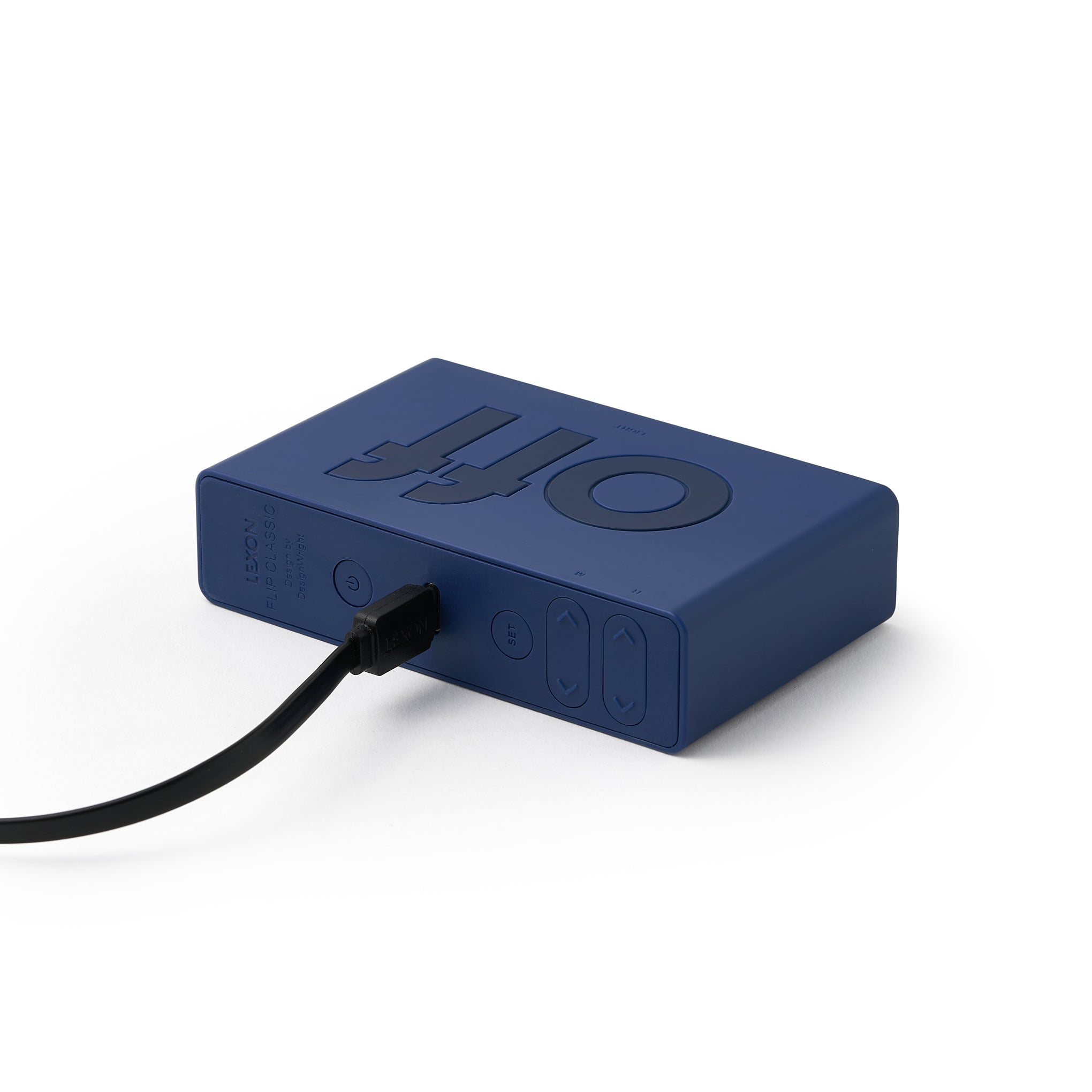 Lexon Flip USB-C Rechargeable Alarm Clock with Snooze - Dark Blue