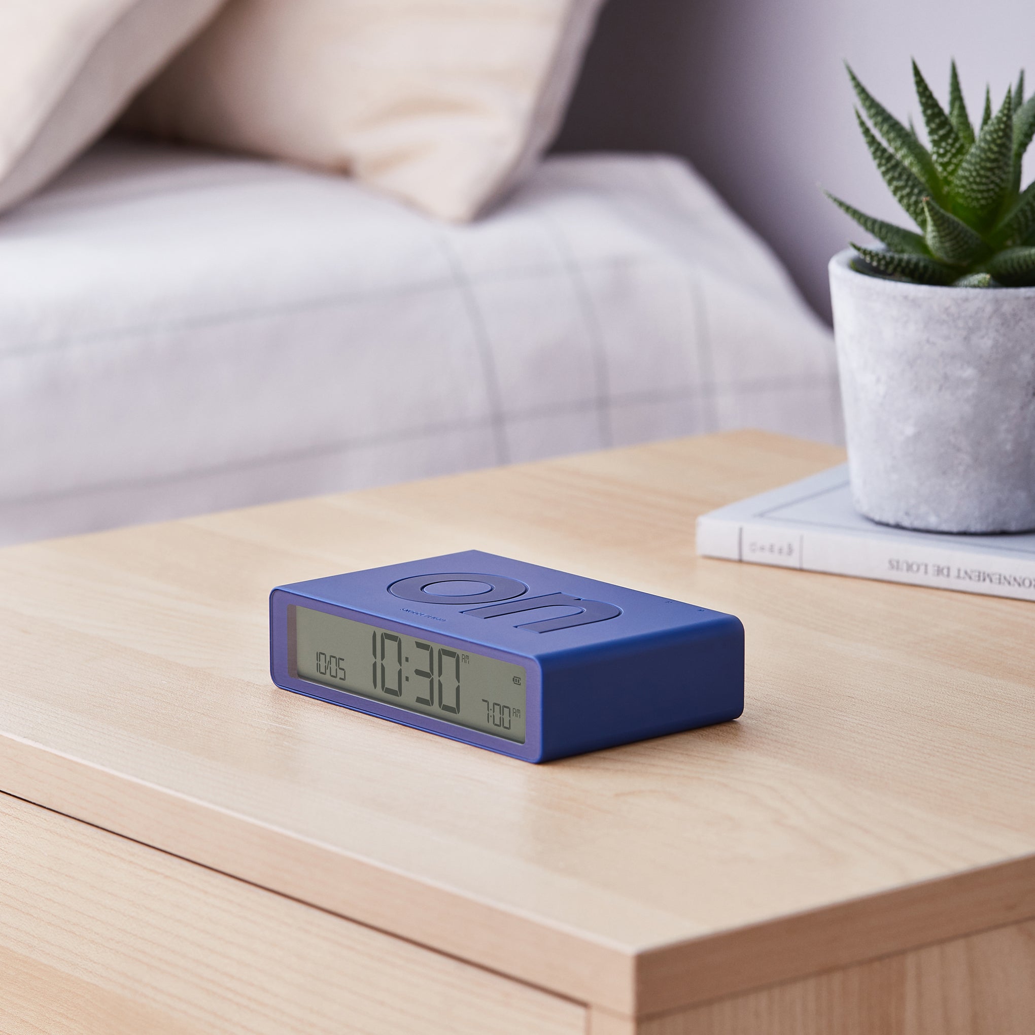 Lexon Flip USB-C Rechargeable Alarm Clock with Snooze - Dark Blue