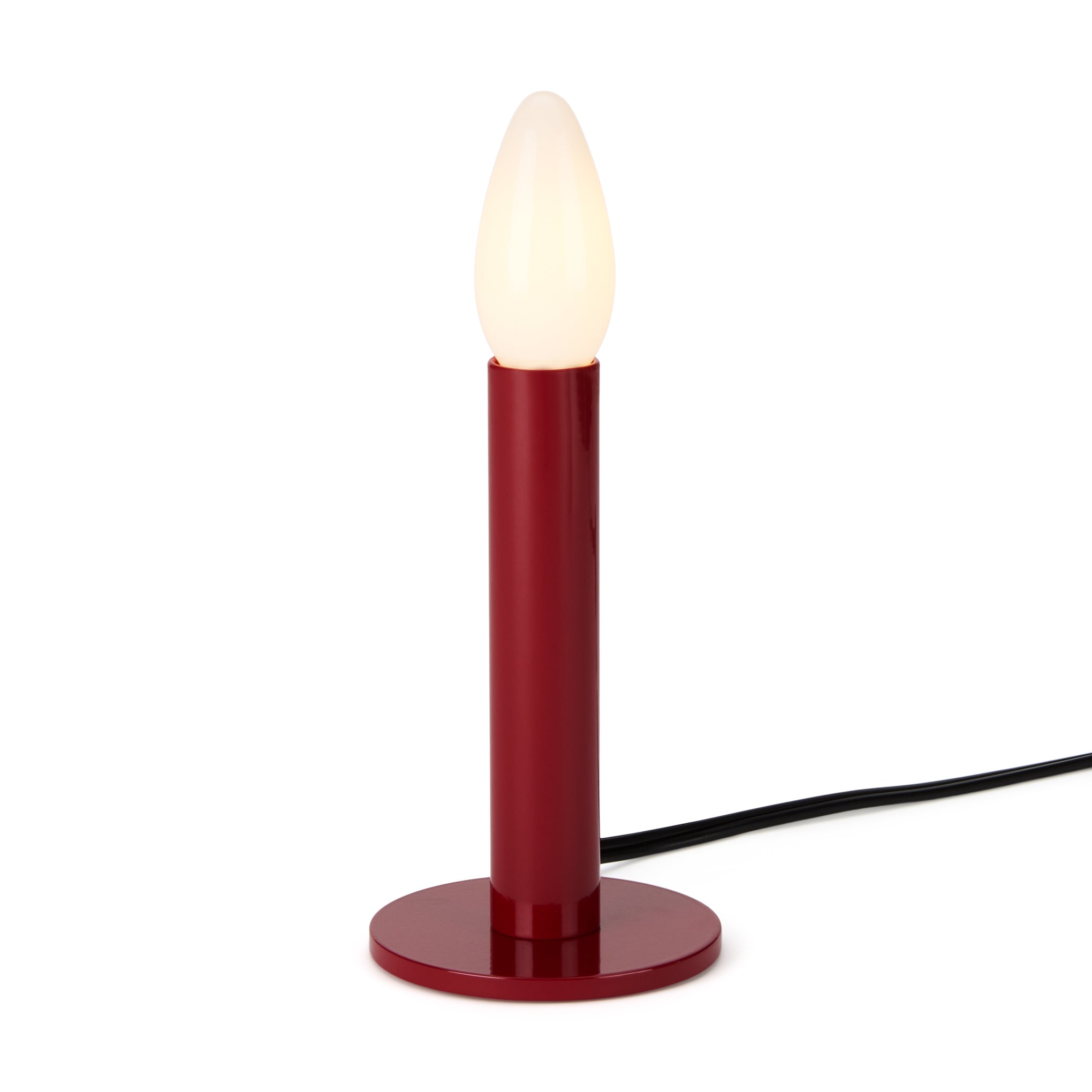 Vintage Candle Table Lamp - Burgundy LED Mood Light