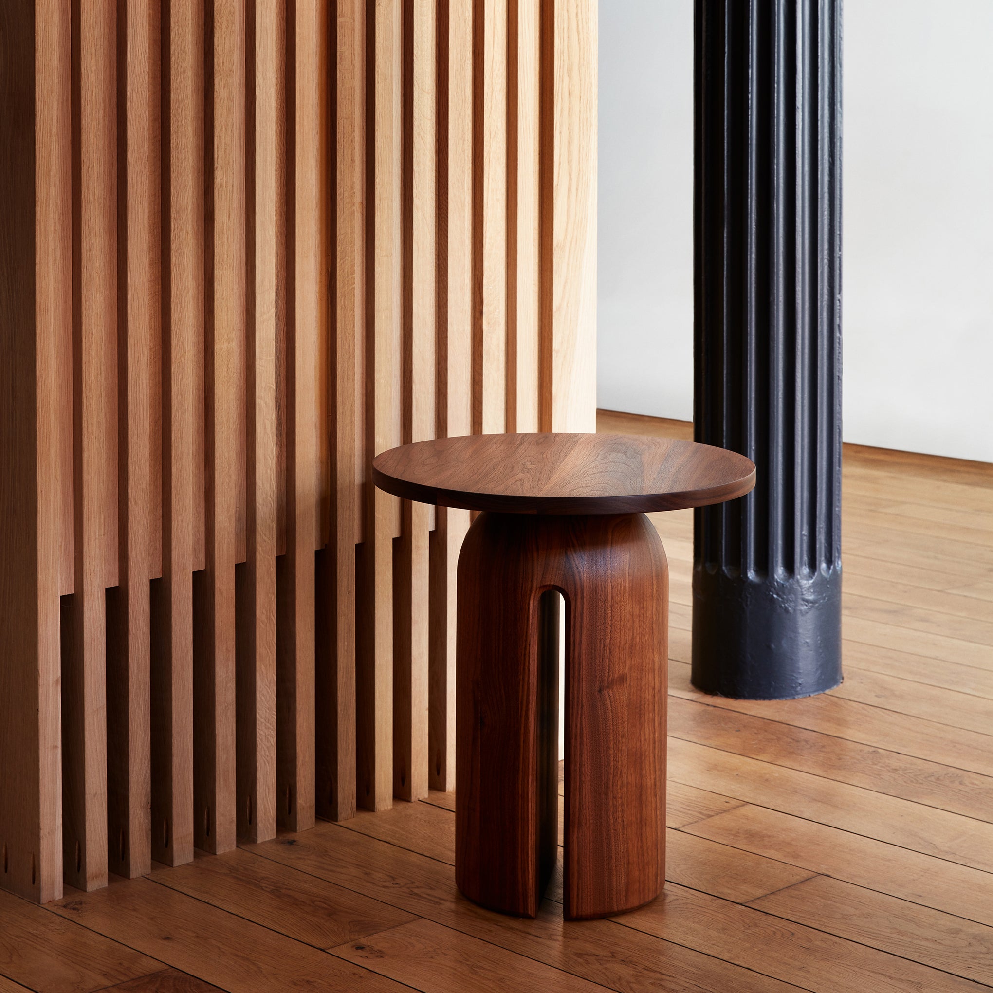Handcrafted Iroko Oco Side Table for Indoor & Outdoor Use