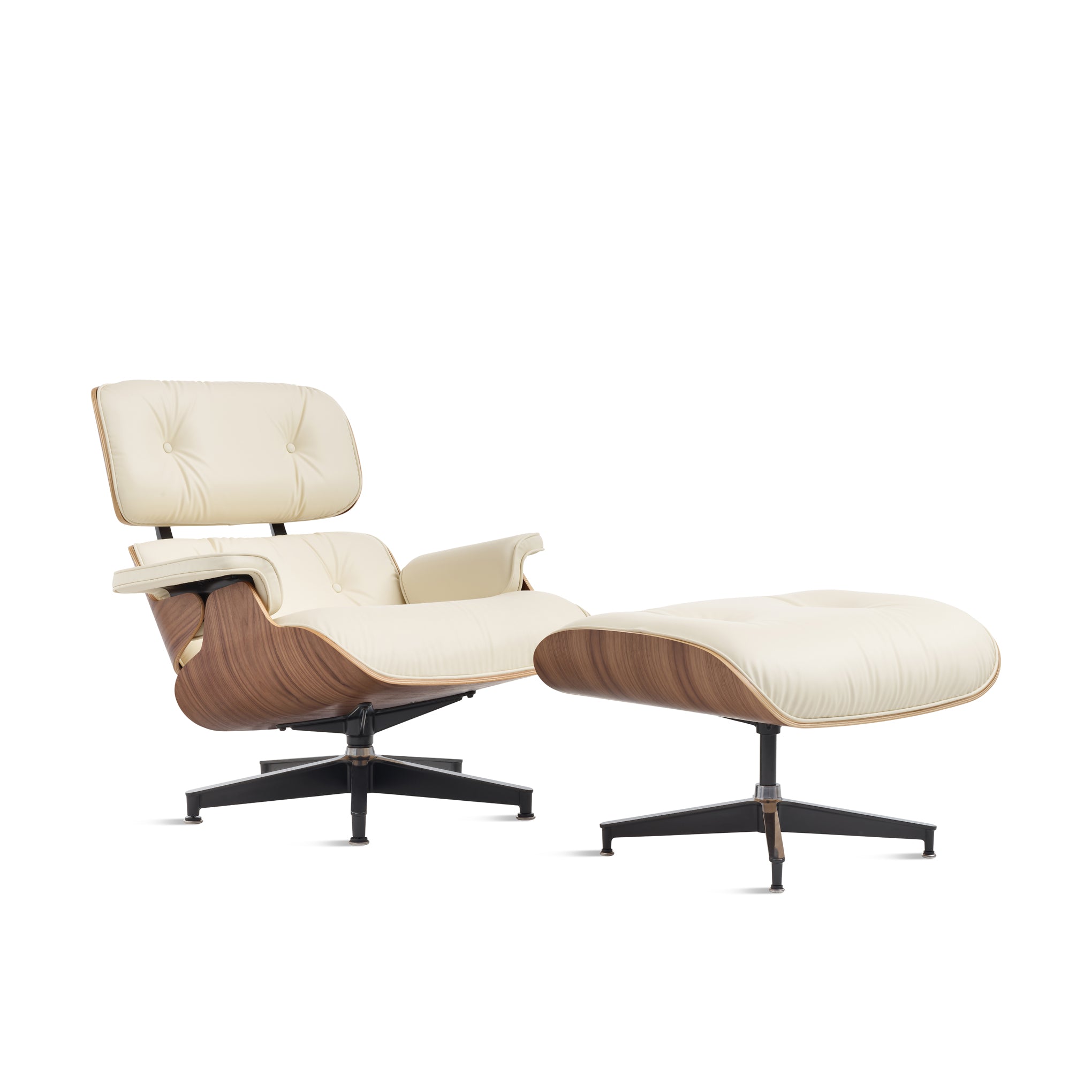 Eames Lounge Chair & Ottoman - Walnut with Ivory Bamboo Leather