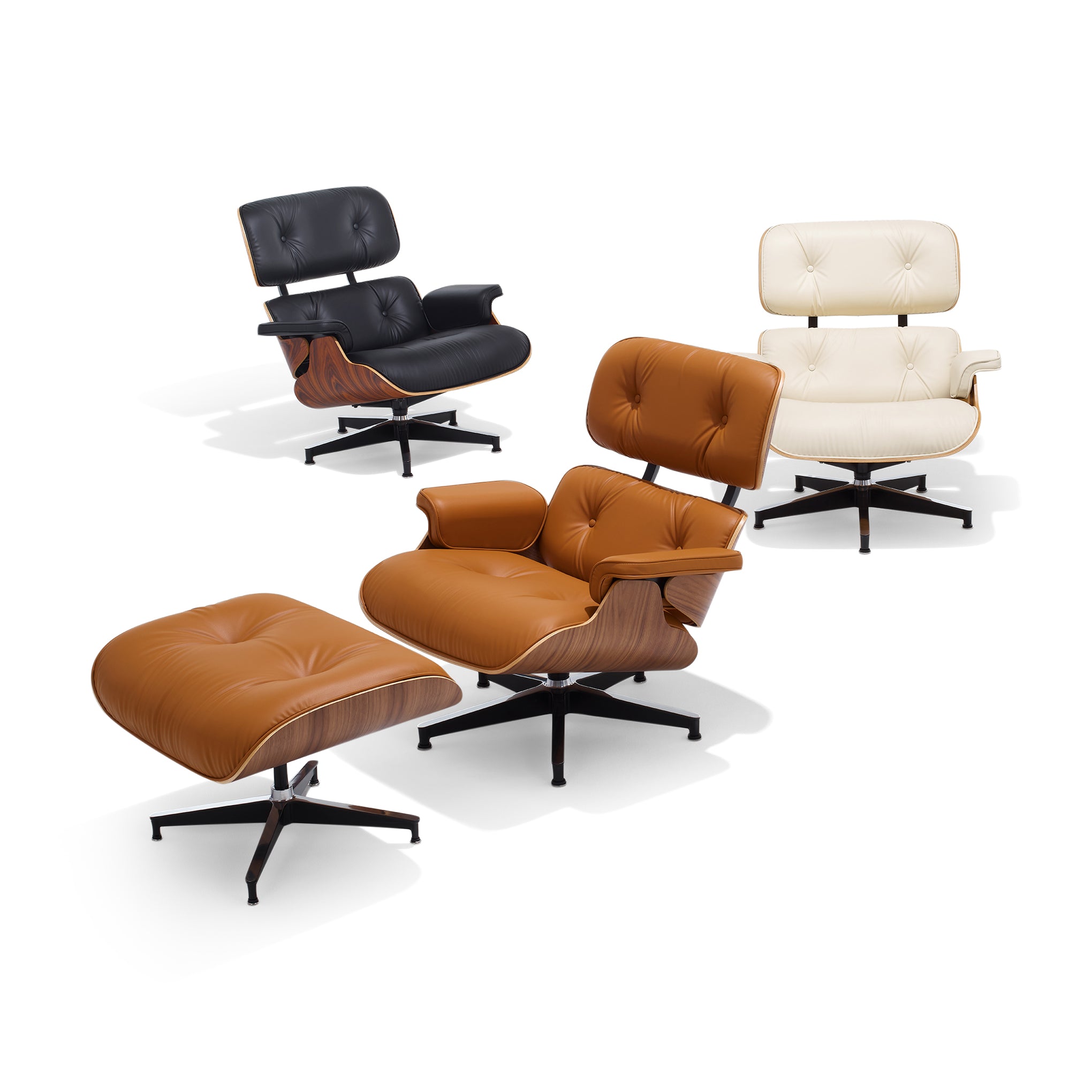 Eames Lounge Chair & Ottoman - Walnut with Ivory Bamboo Leather