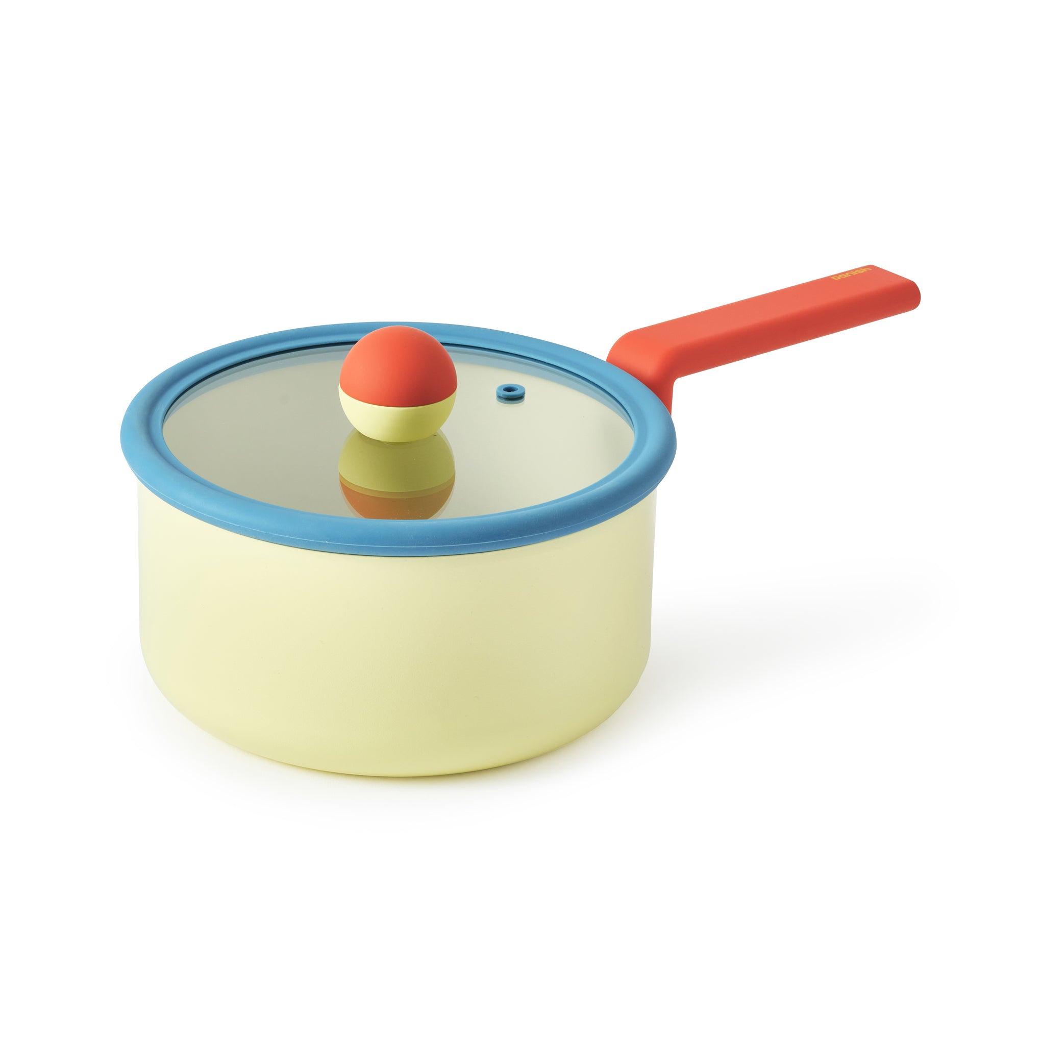 Colorful Geometric Non-Stick Saucepan with Glass Lid - PFAS-Free Ceramic Cookware