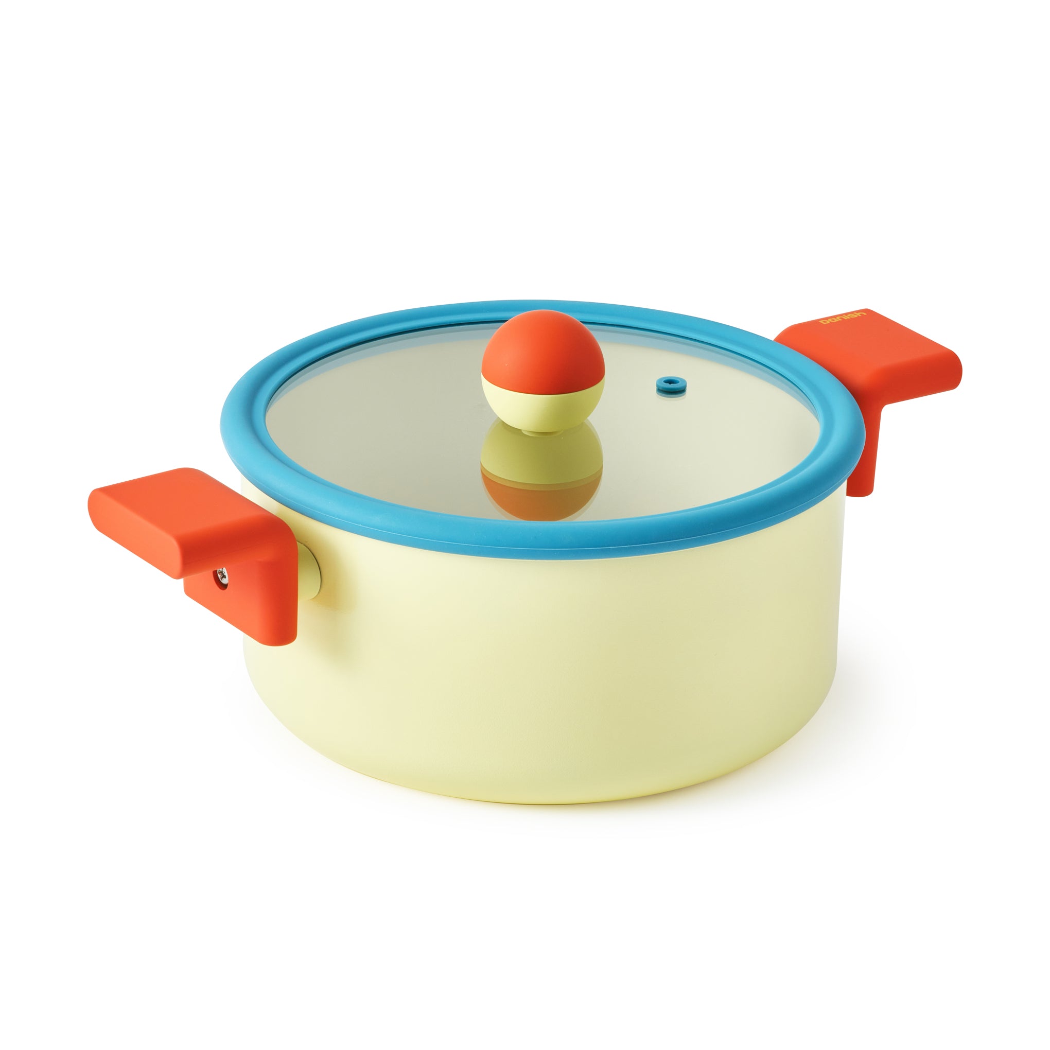 Colorful Geometric Non-Stick Pot with Glass Lid - PFAS-Free Ceramic Cookware
