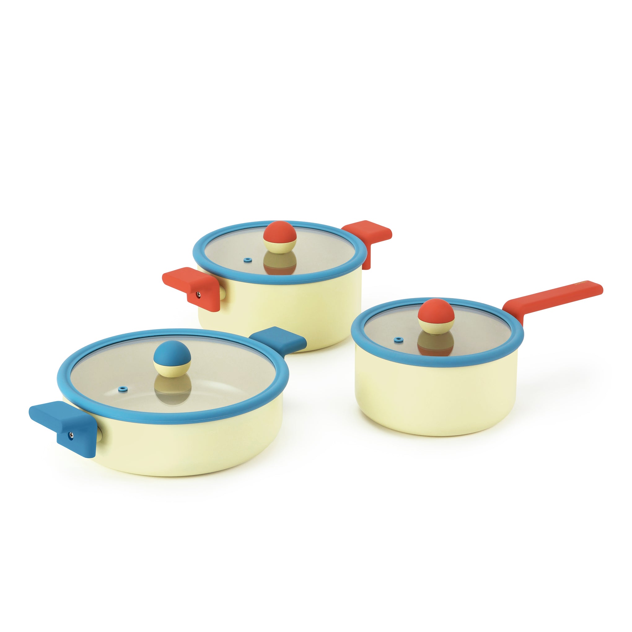 Colorful Geometric Non-Stick Pot with Glass Lid - PFAS-Free Ceramic Cookware