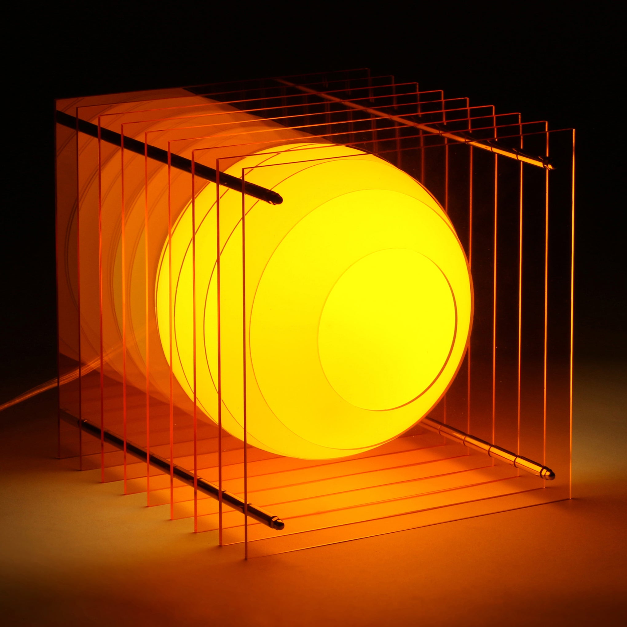 Layers Table Lamp by BằNG - Orange Acrylic & Glass Design