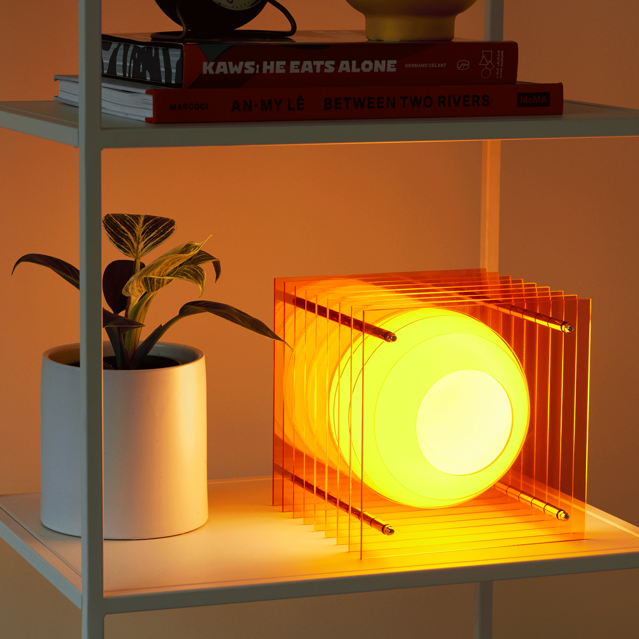 Layers Table Lamp by BằNG - Orange Acrylic & Glass Design