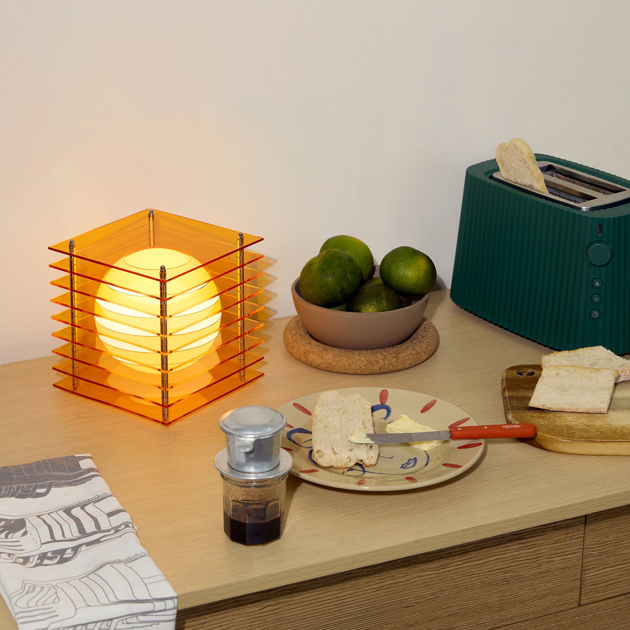 Layers Table Lamp by BằNG - Orange Acrylic & Glass Design