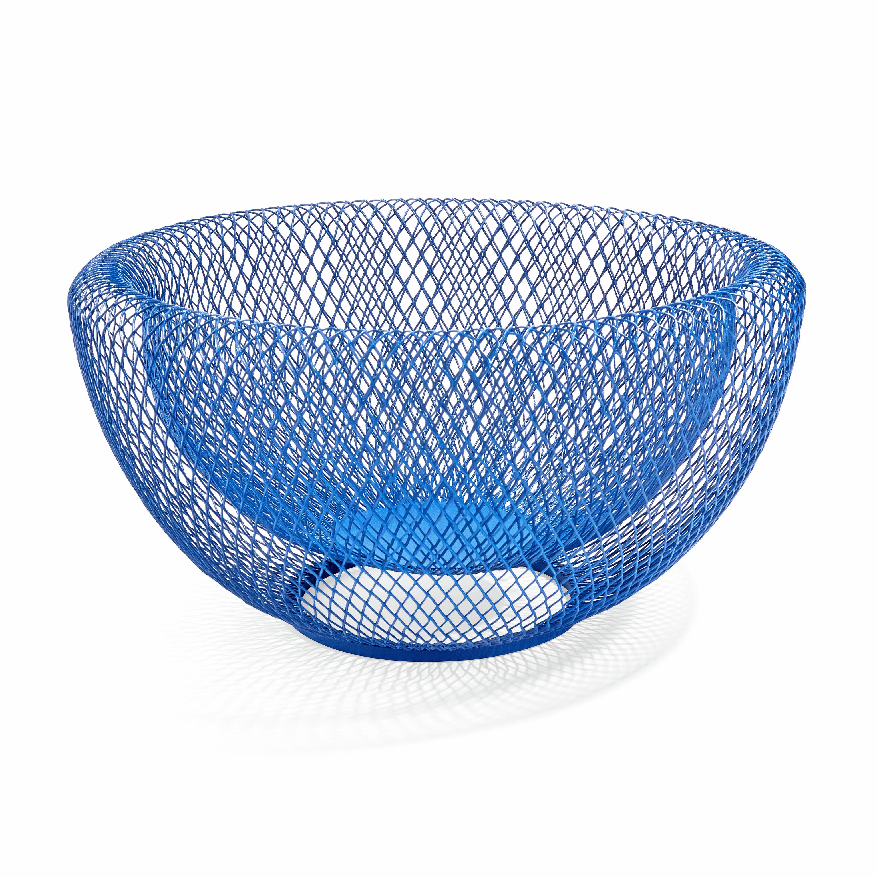 Blue Wire Mesh Fruit Bowl - Double-Walled for Freshness