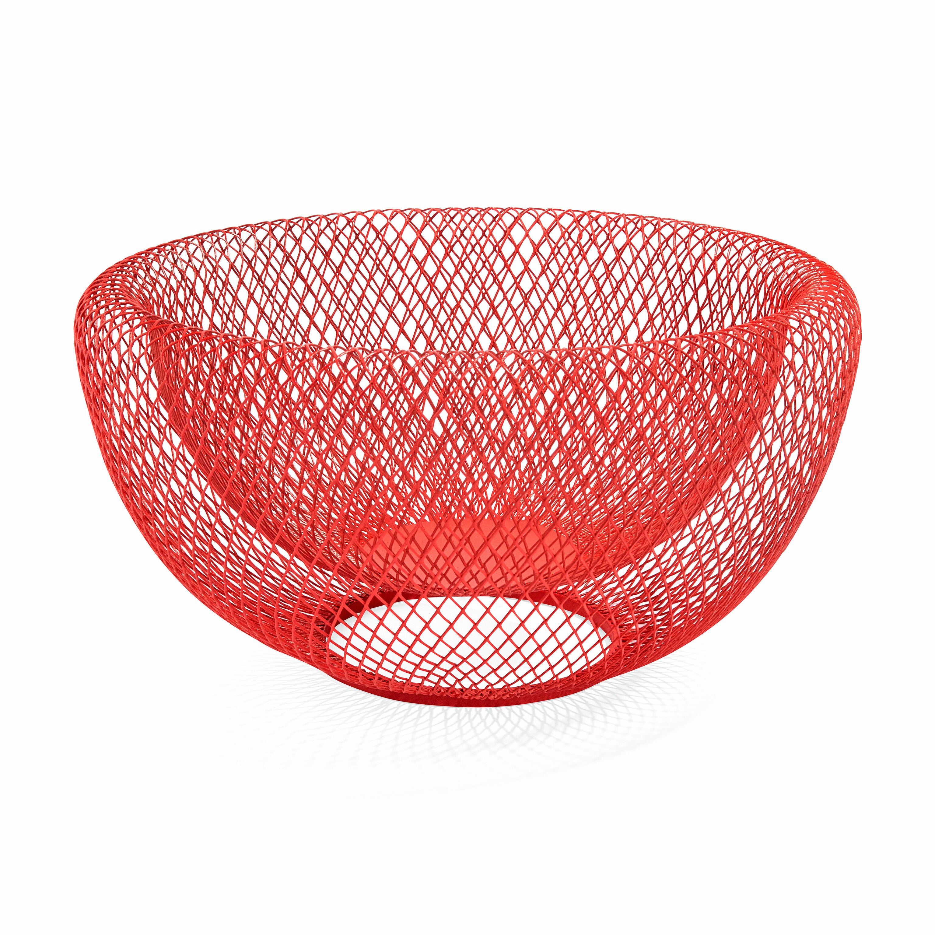 Red Wire Mesh Fruit Bowl - Double-Walled Design for Freshness