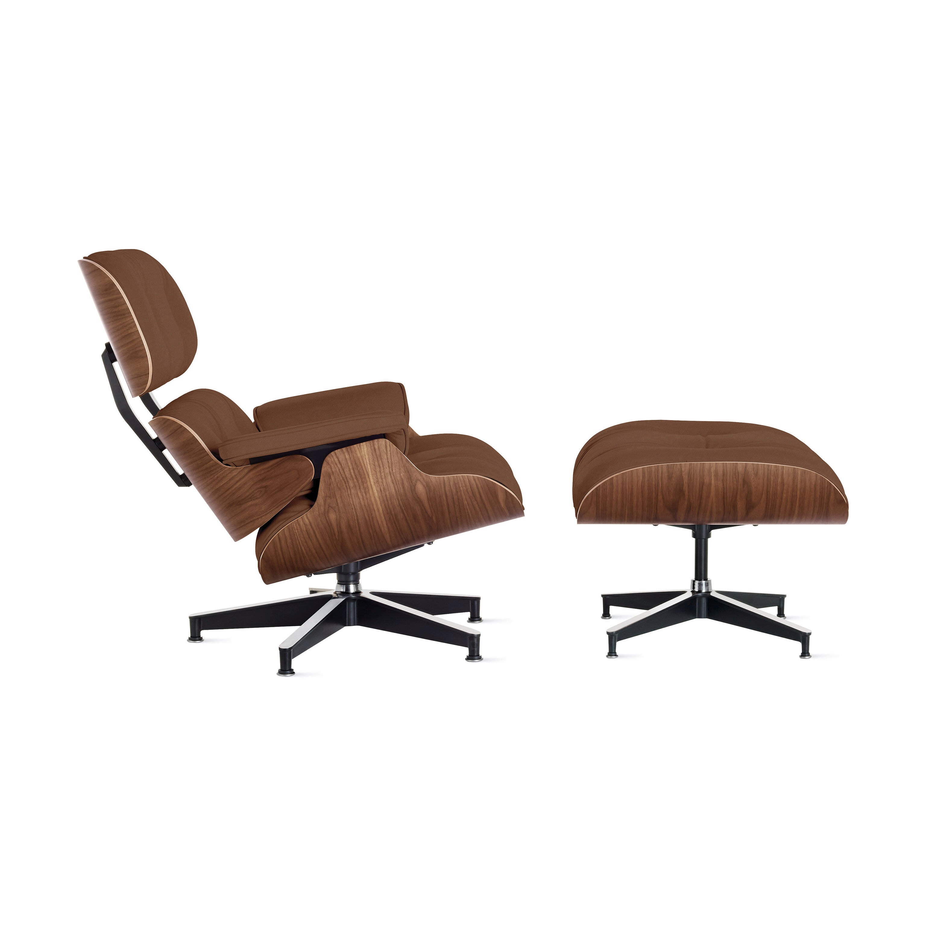 Eames Lounge Chair & Ottoman - Walnut with Caramel Leather
