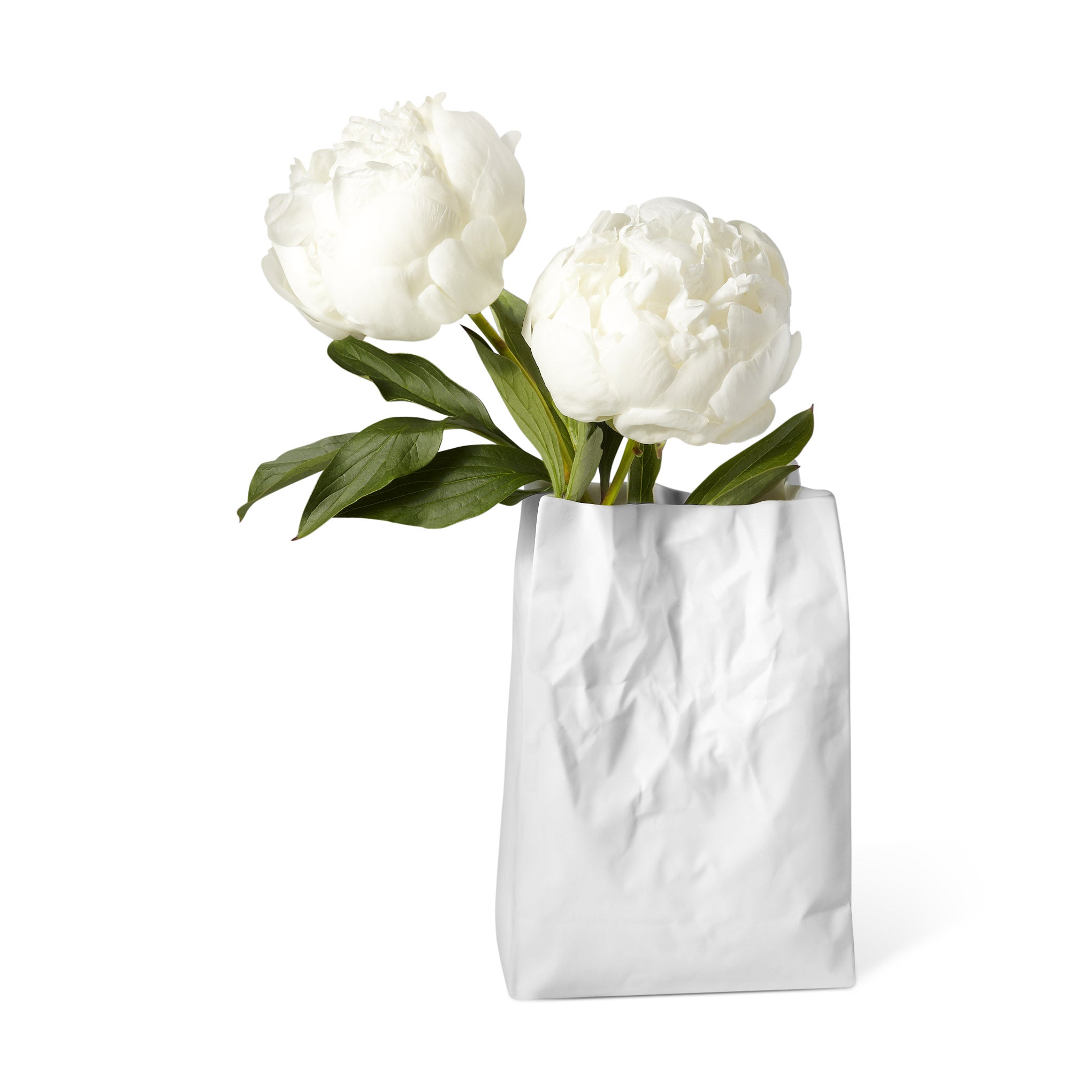 Porcelain Crinkle Bag Vase by Makoto Komatsu – Matte Finish