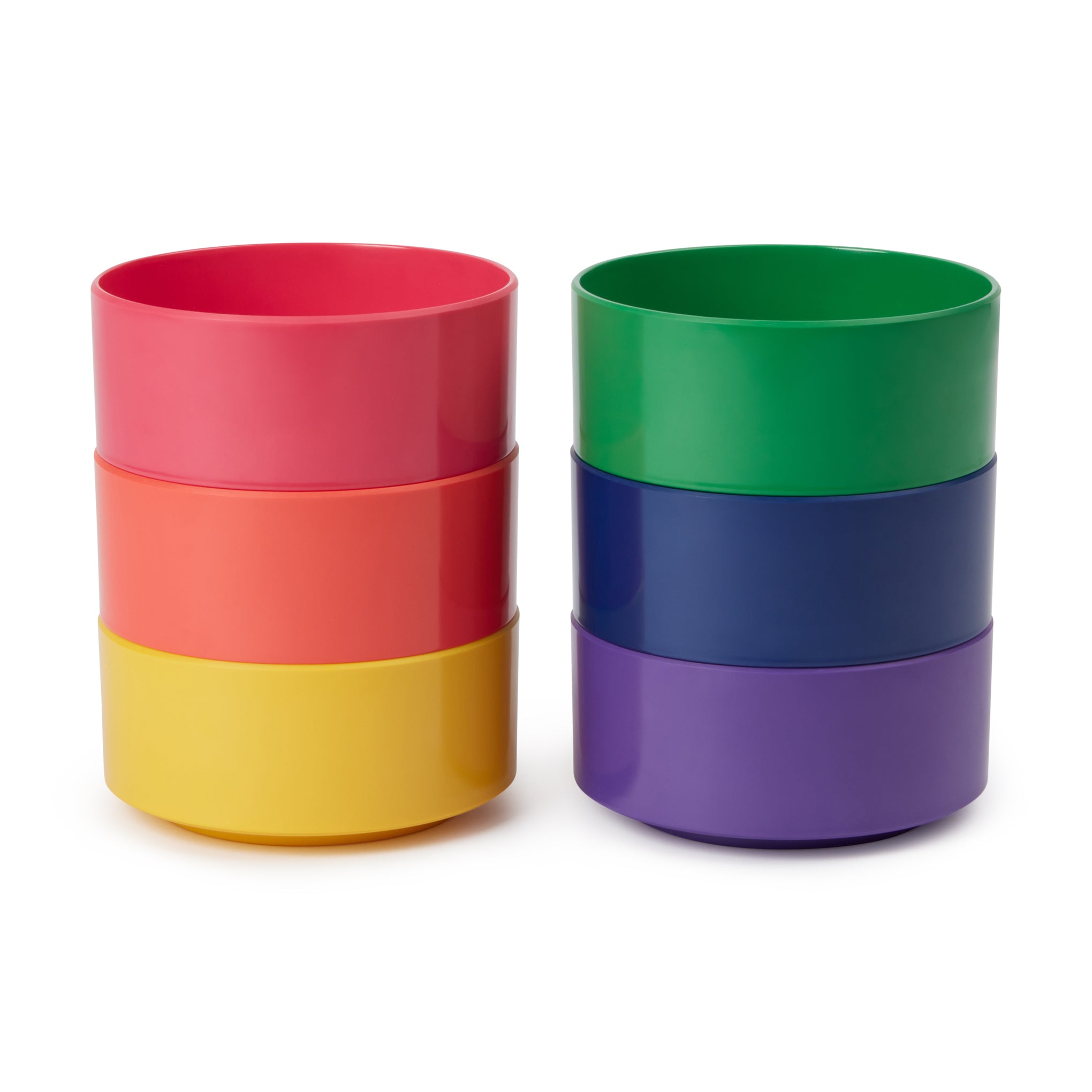 Vignelli Rainbow Melamine Salad Plates - Set of 6 Stacking Dinnerware