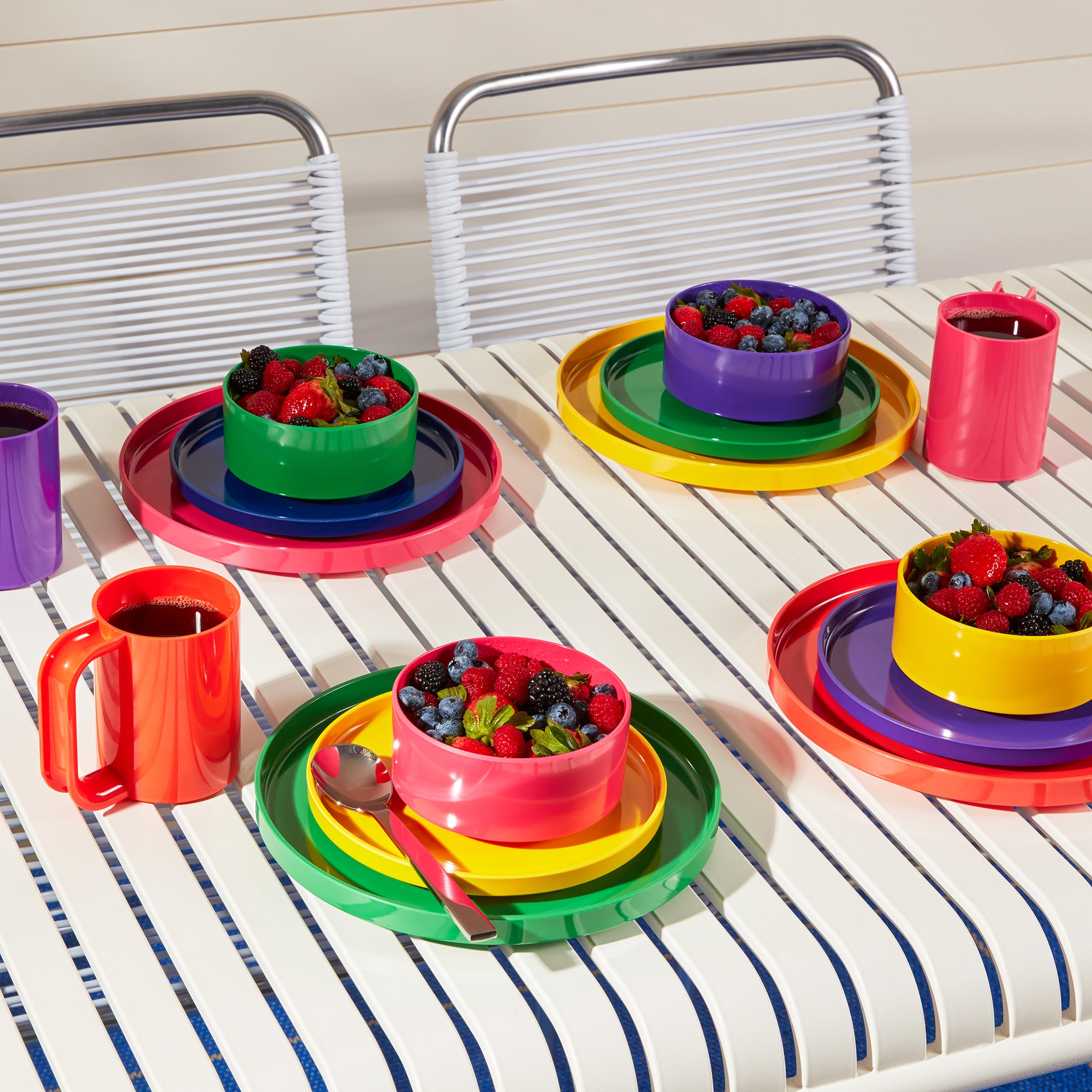Vignelli Rainbow Melamine Salad Plates - Set of 6 Stacking Dinnerware