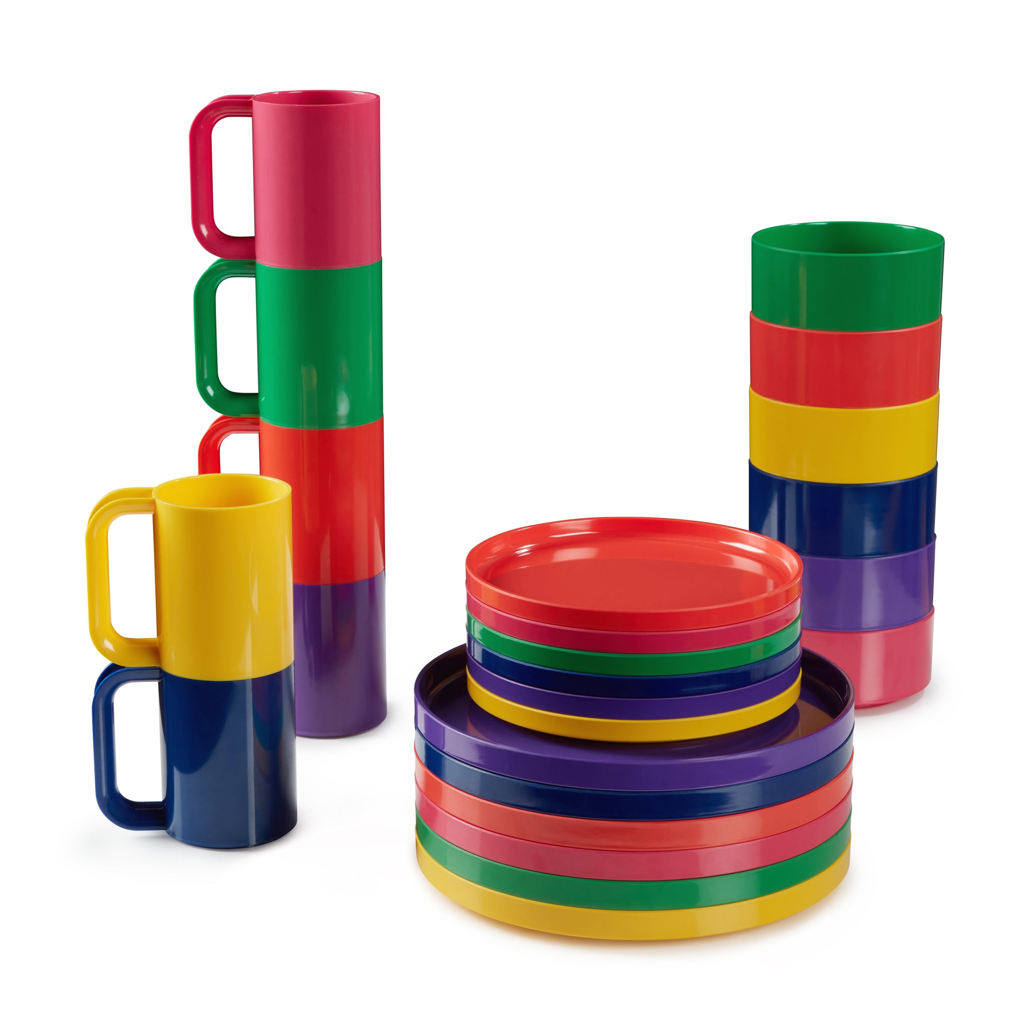 Vignelli Rainbow Melamine Salad Plates - Set of 6 Stacking Dinnerware