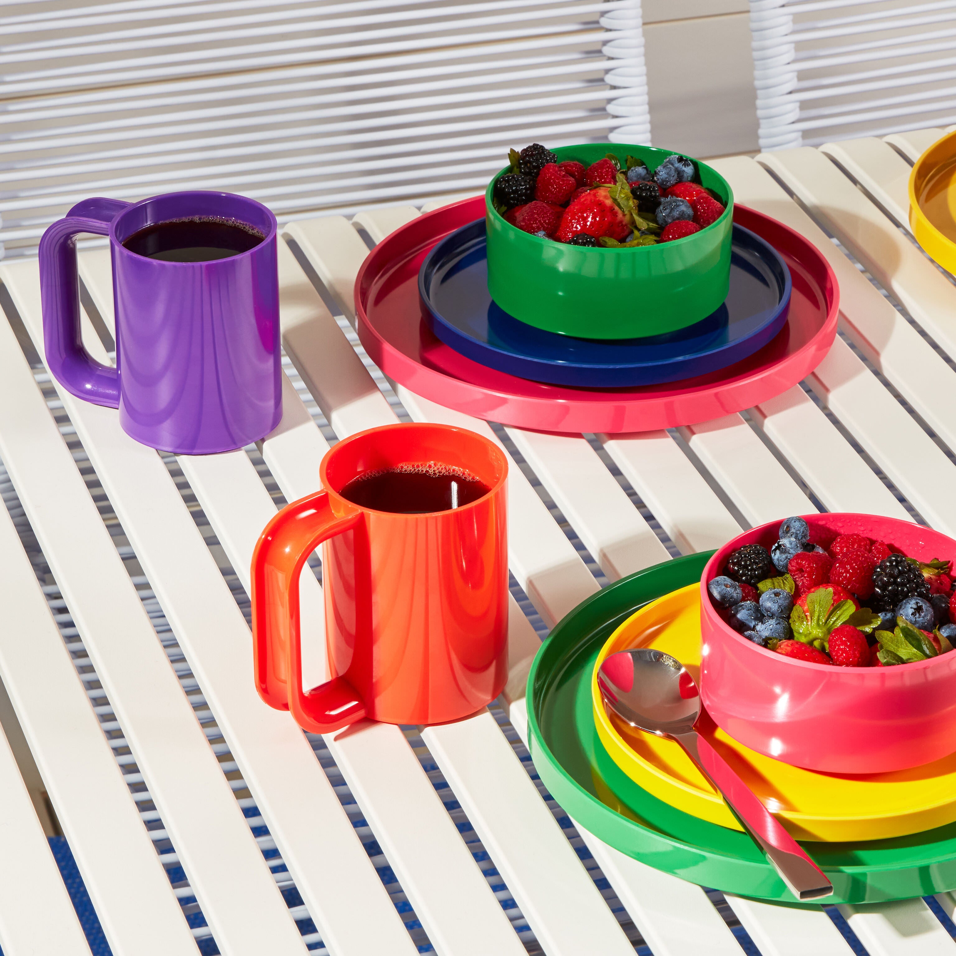 Vignelli Rainbow Melamine Salad Plates - Set of 6 Stacking Dinnerware