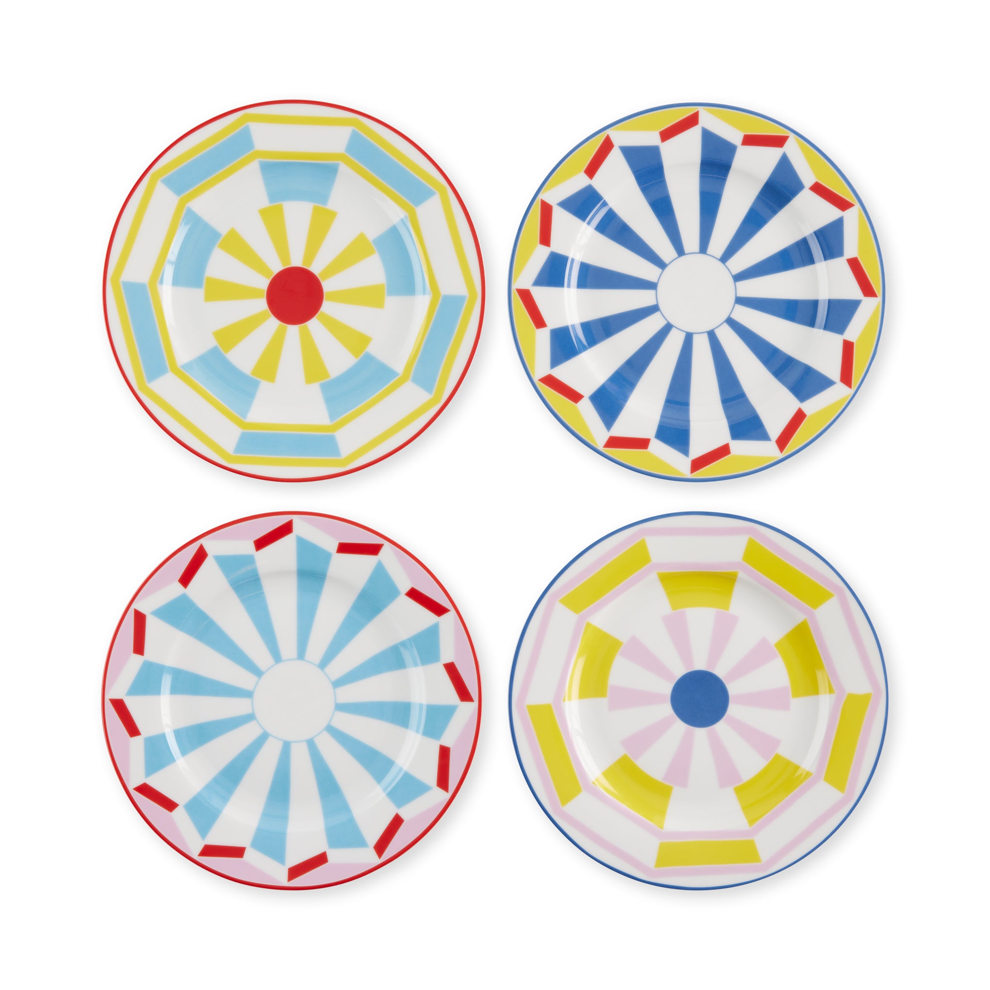 Geocromia Handcrafted Porcelain Dessert Plates Set of 4