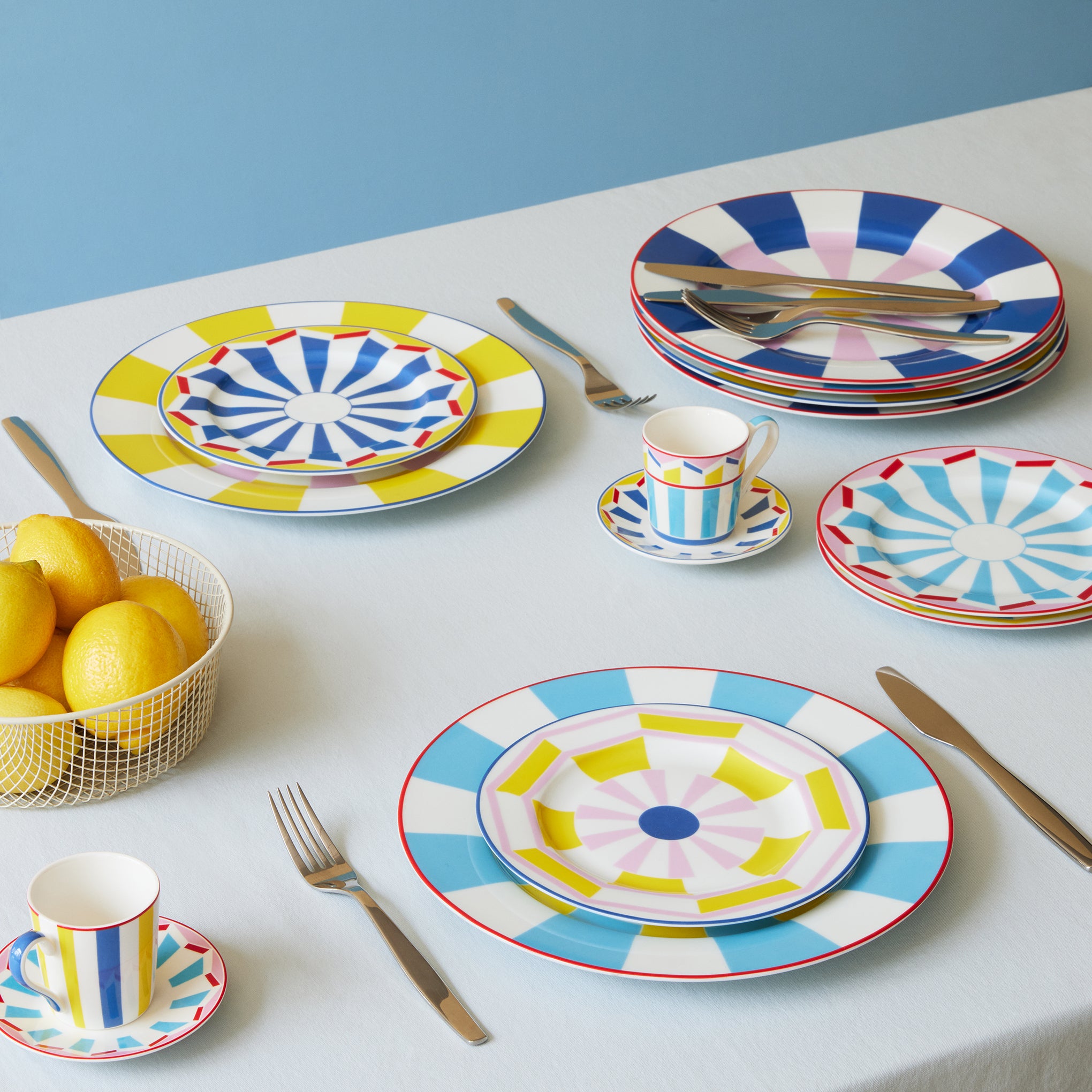 Geocromia Handcrafted Porcelain Dessert Plates Set of 4