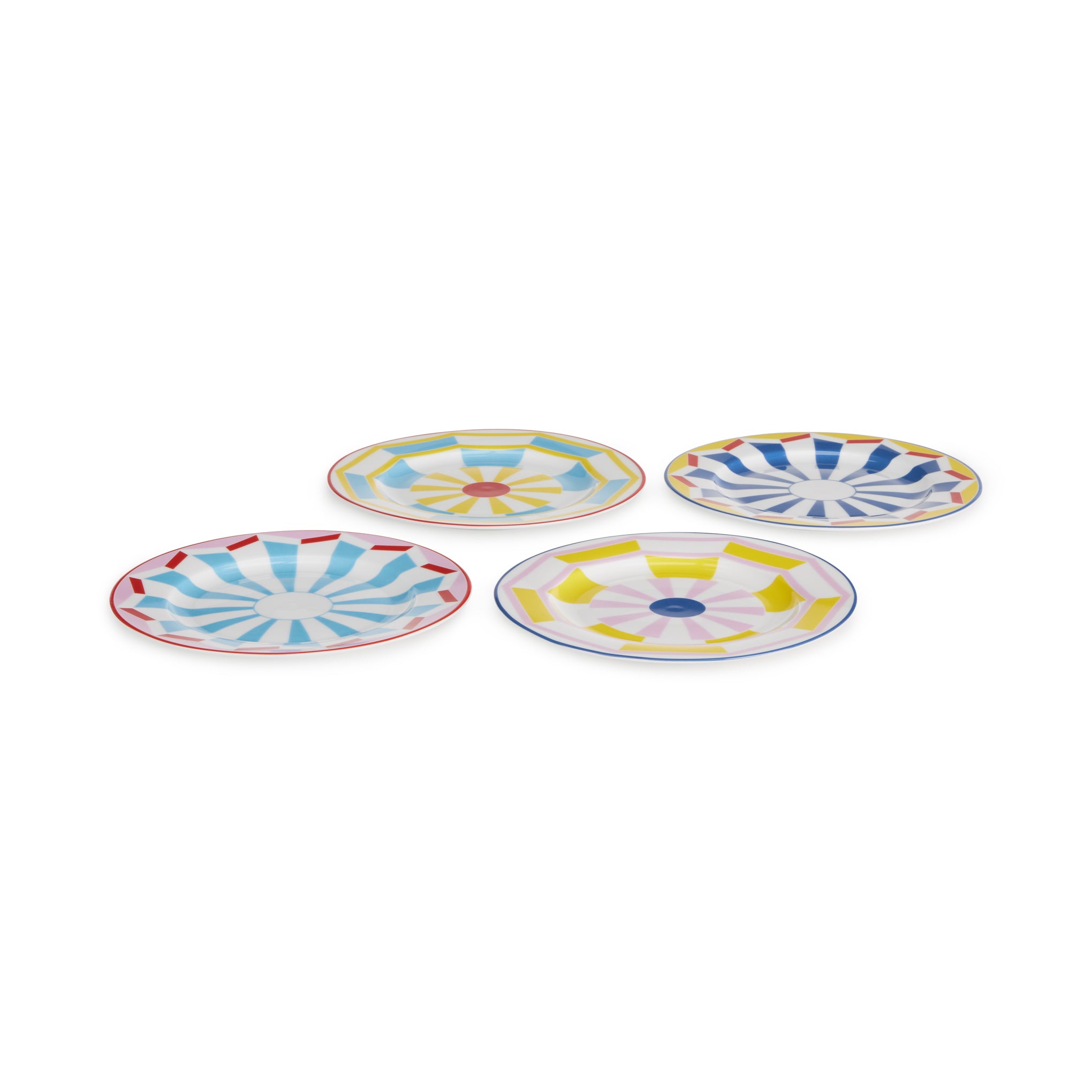 Geocromia Handcrafted Porcelain Dessert Plates Set of 4