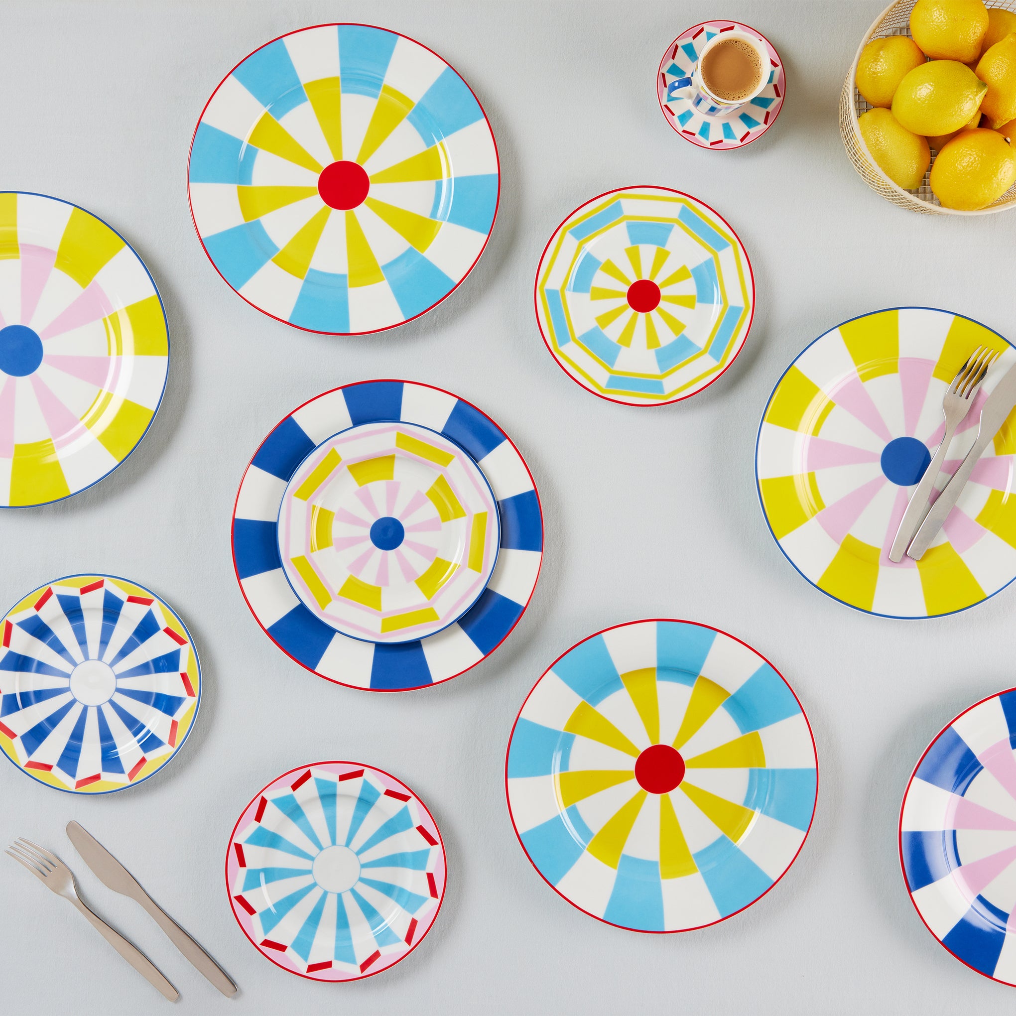 Geocromia Handcrafted Porcelain Dessert Plates Set of 4