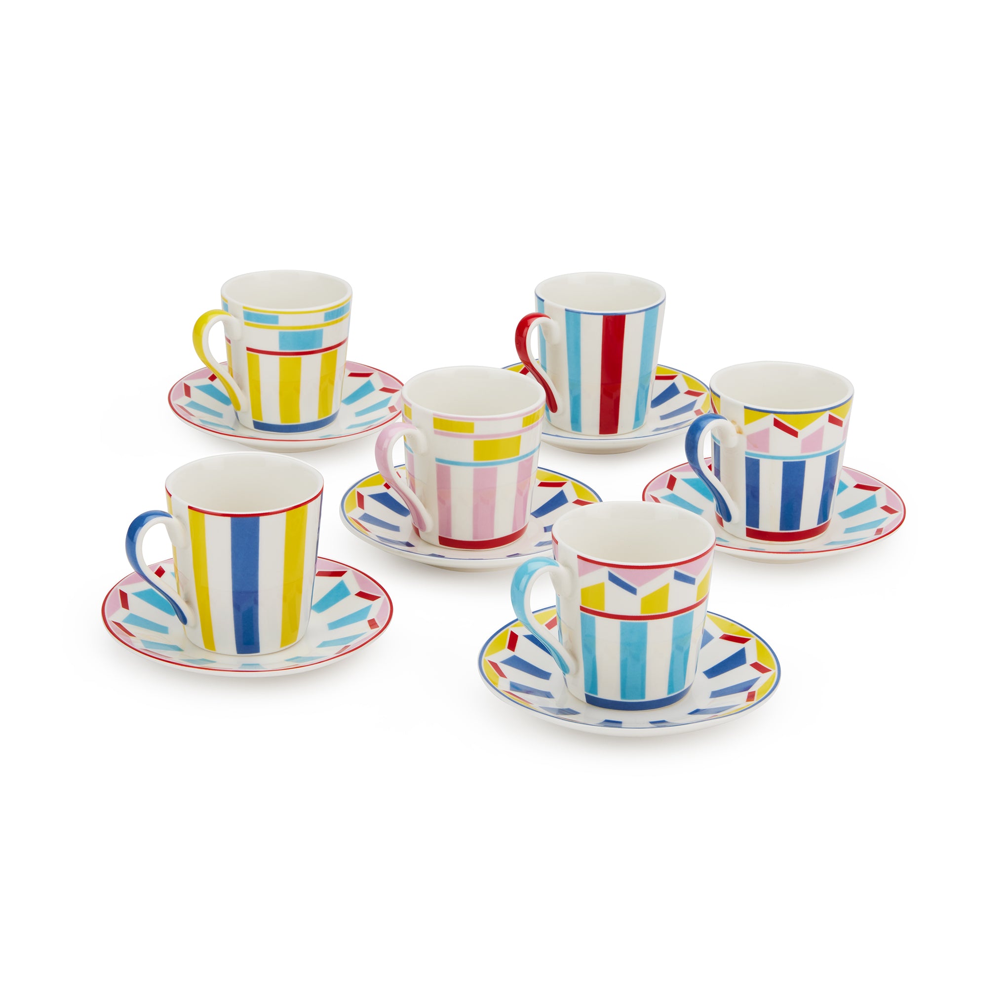 Geocromia Handcrafted Porcelain Espresso Cups - Set of 6