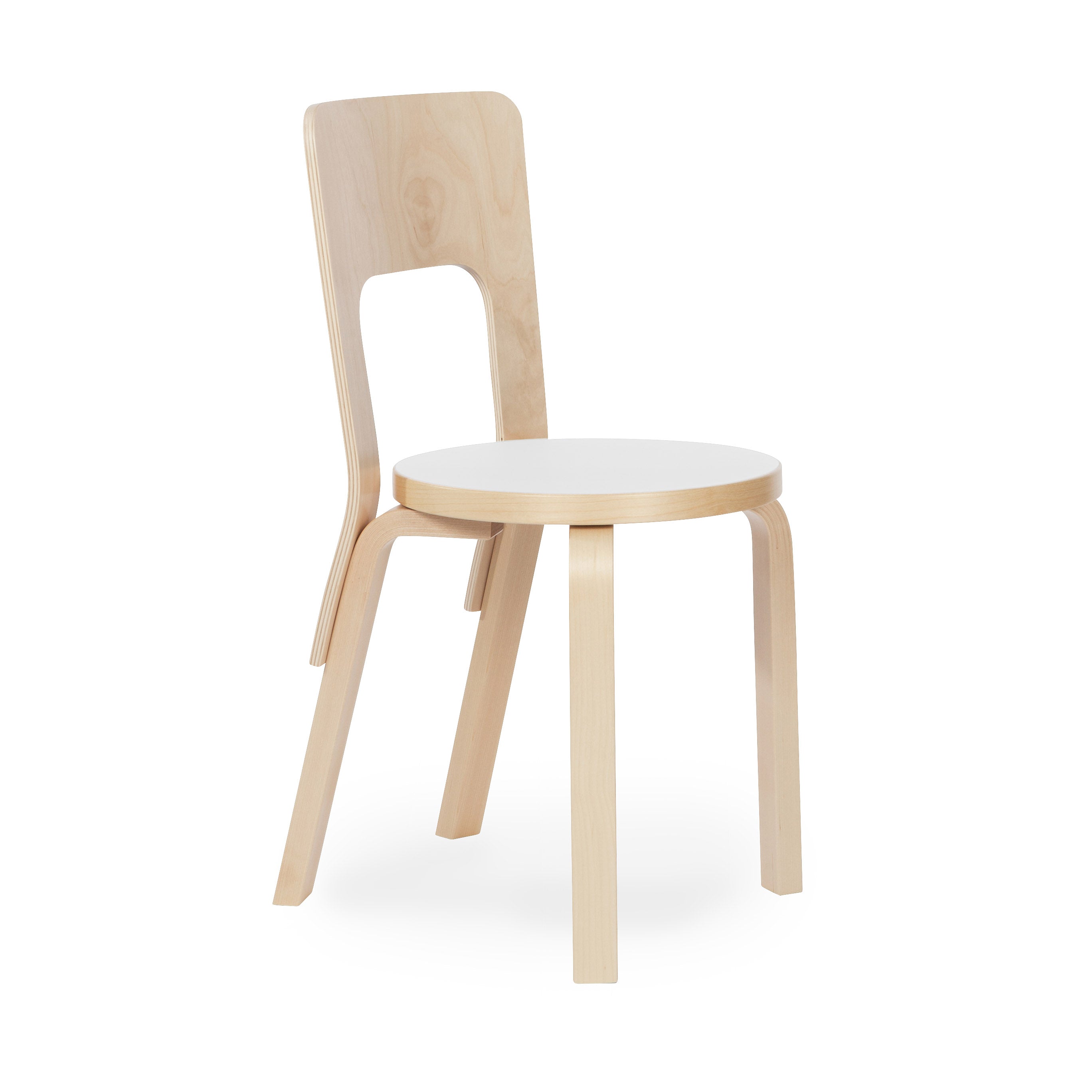 Artek Aalto Chair 66 - White Birch Wood Kitchen Chair