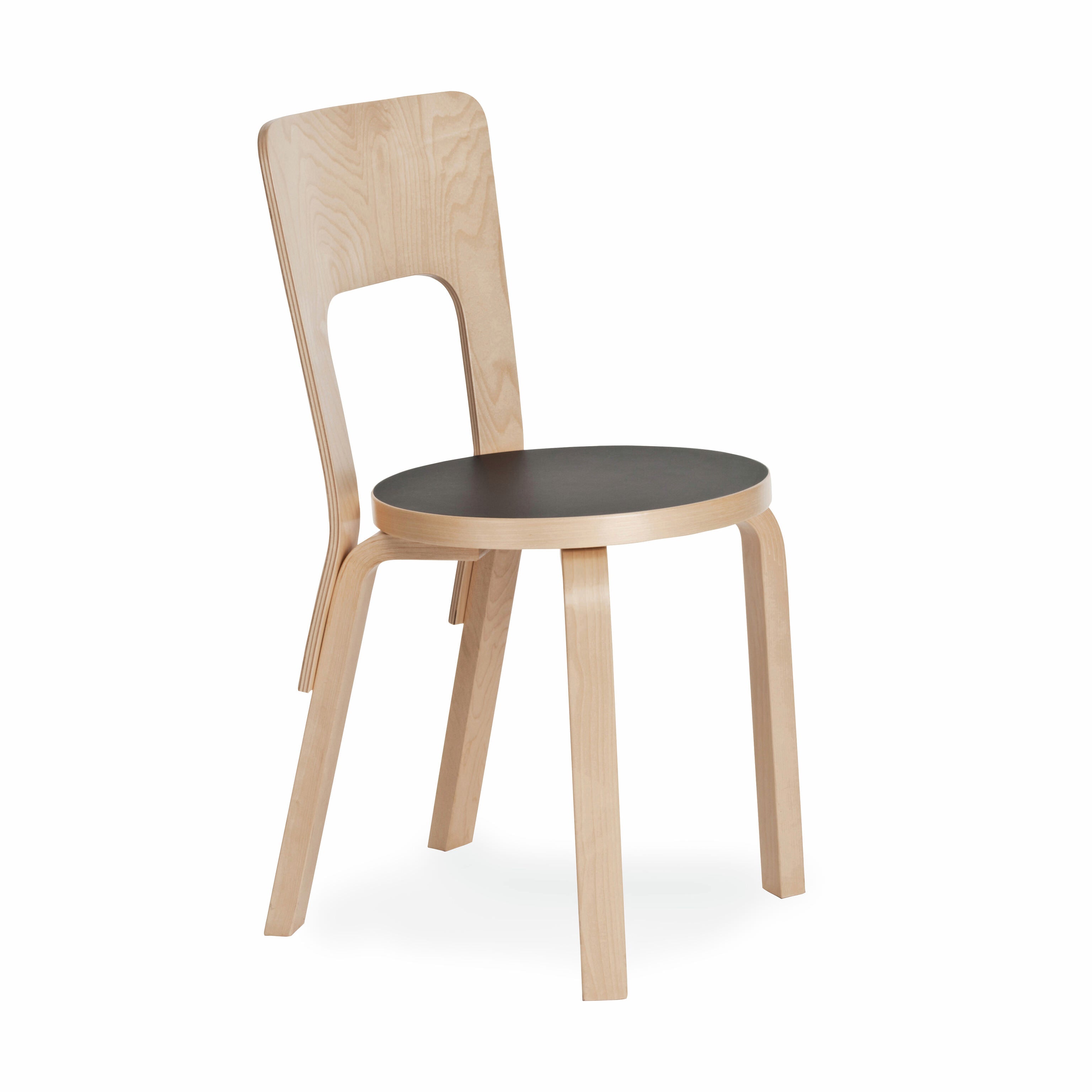 Artek Aalto Chair 66 - Black Wooden Kitchen Chair Made in Finland