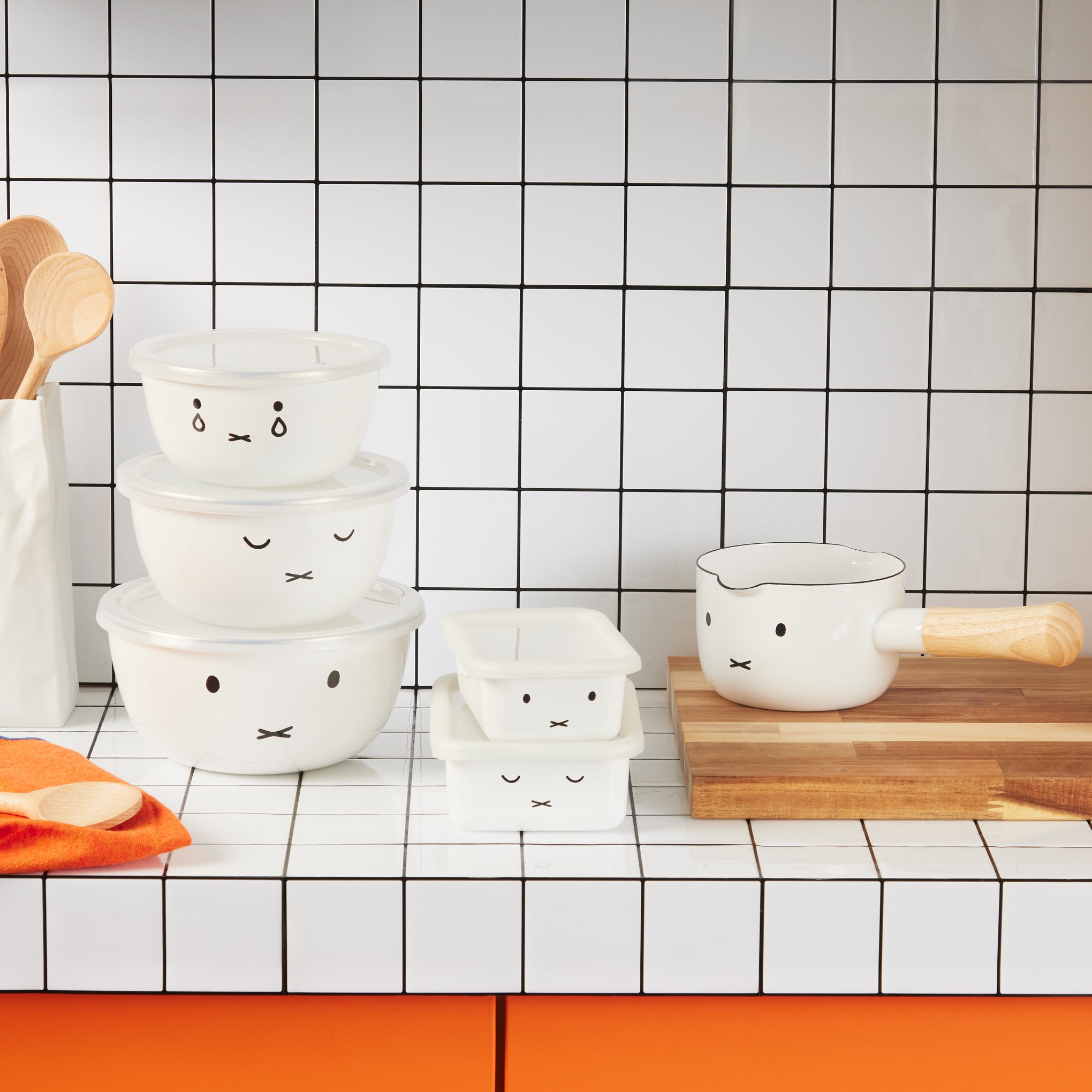 Miffy Enamel Baking Pan Set with Lids - 2 Sizes, Oven Safe