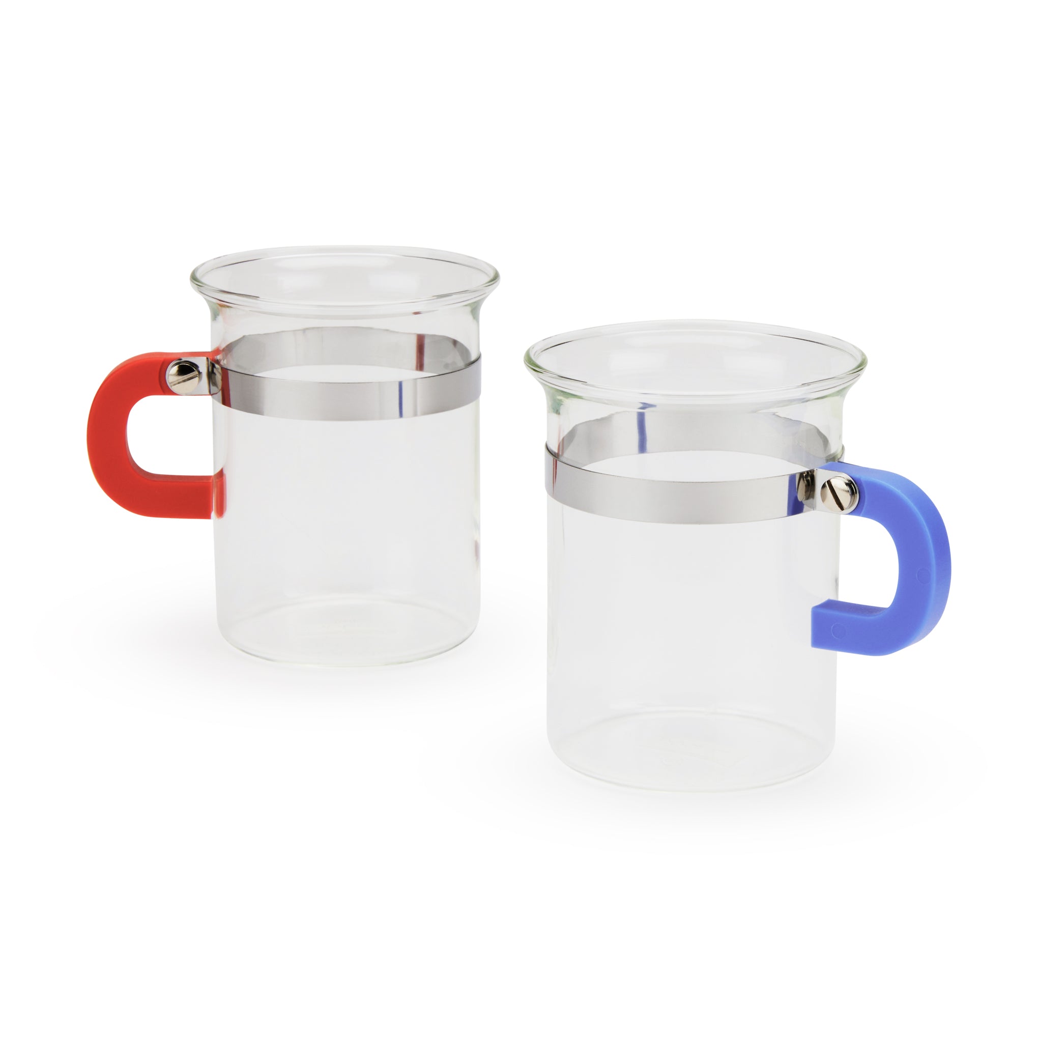 Bodum Chambord Coffee Cups Set of 2 - Recycled Glass - Dark Coral & Blue