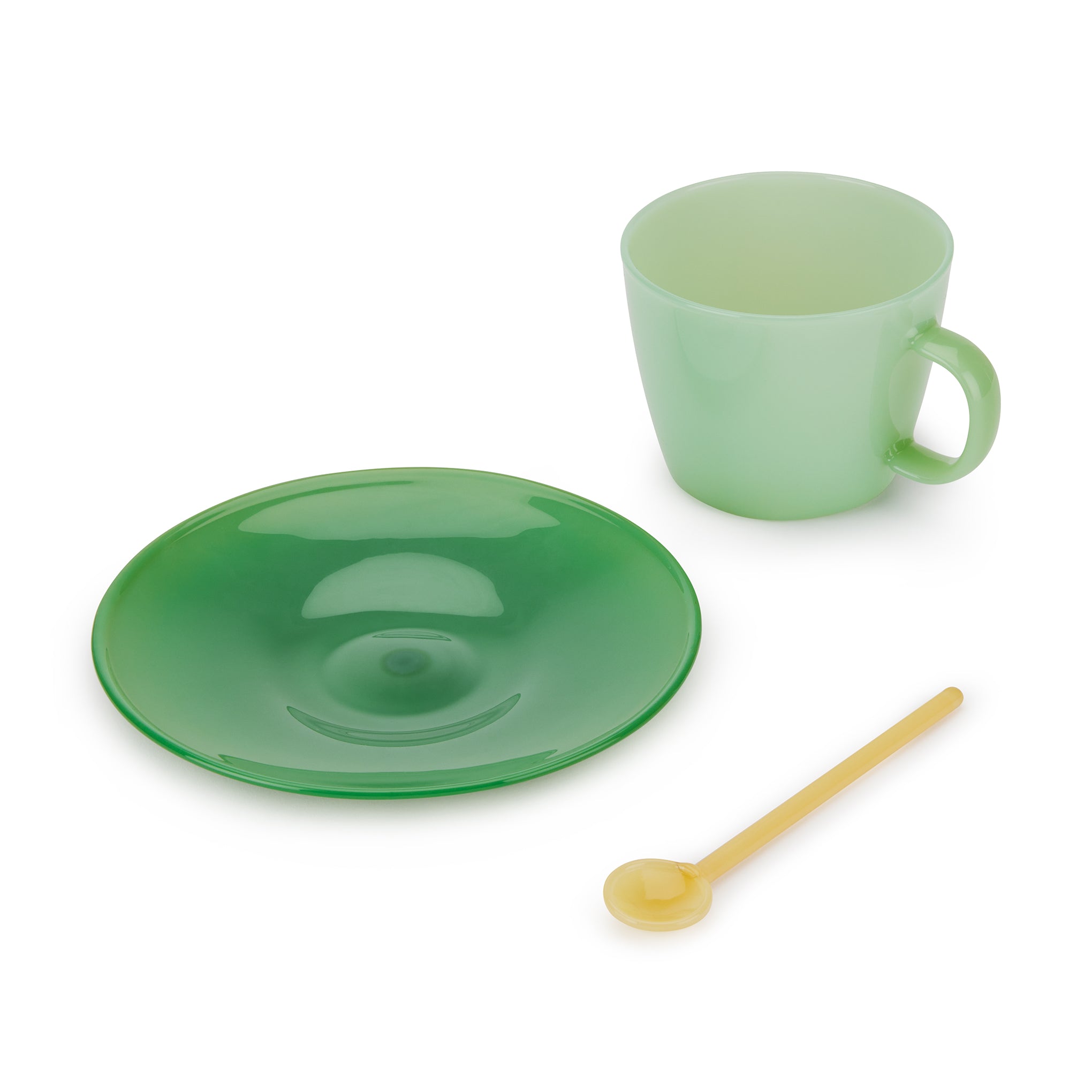 Bodum Copenhagen Glass Coffee Mug & Saucer Set - 11.8oz, Dishwasher Safe