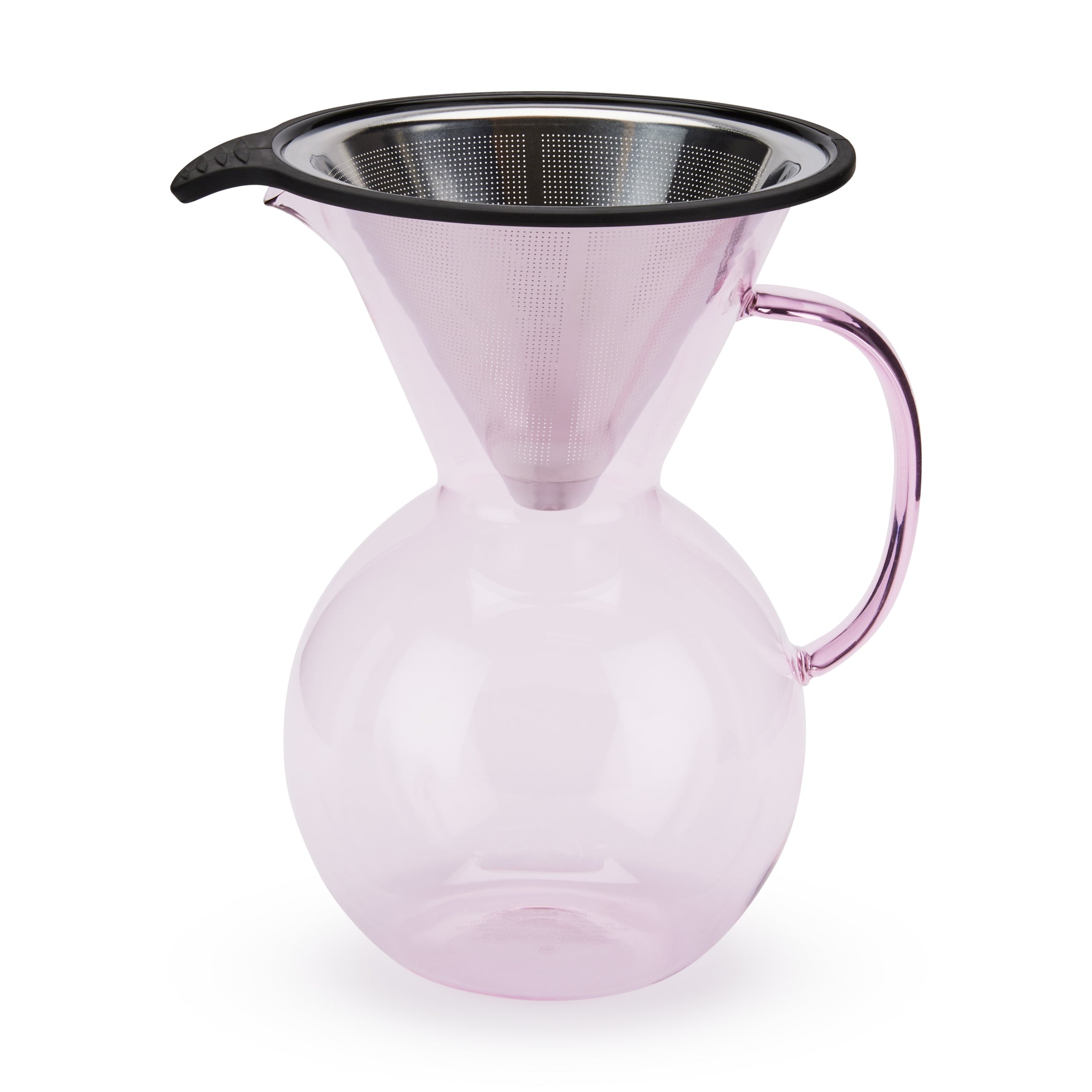 Bodum Pink Glass Pour-Over Coffee Maker with Stainless Steel Filter