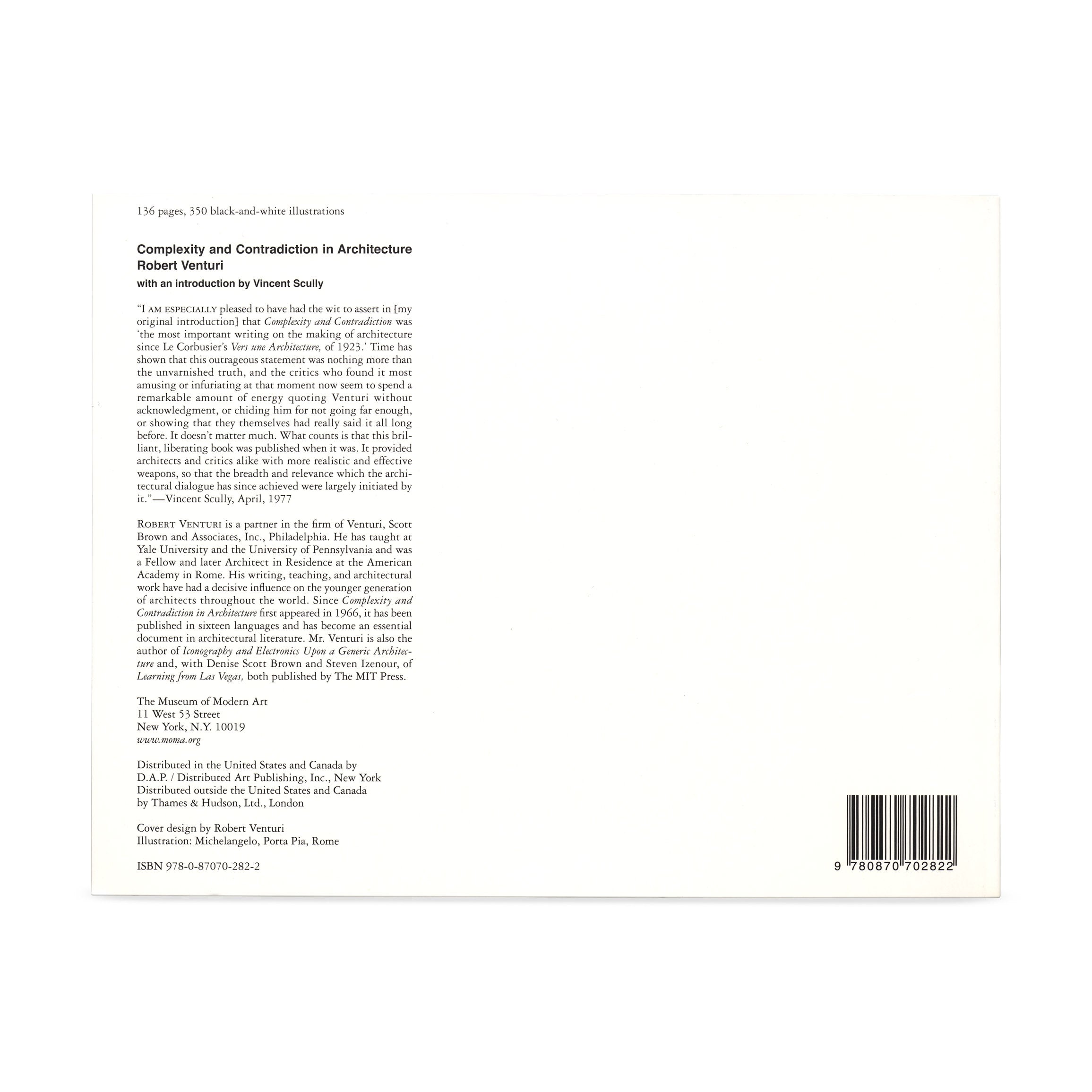 Complexity and Contradiction in Architecture by Robert Venturi - Paperback Book