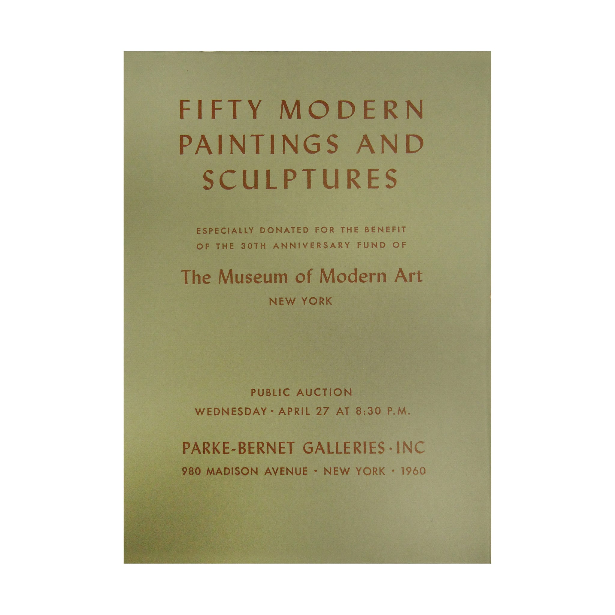 Vintage 1960 MoMA Auction Book - Rare Paperback