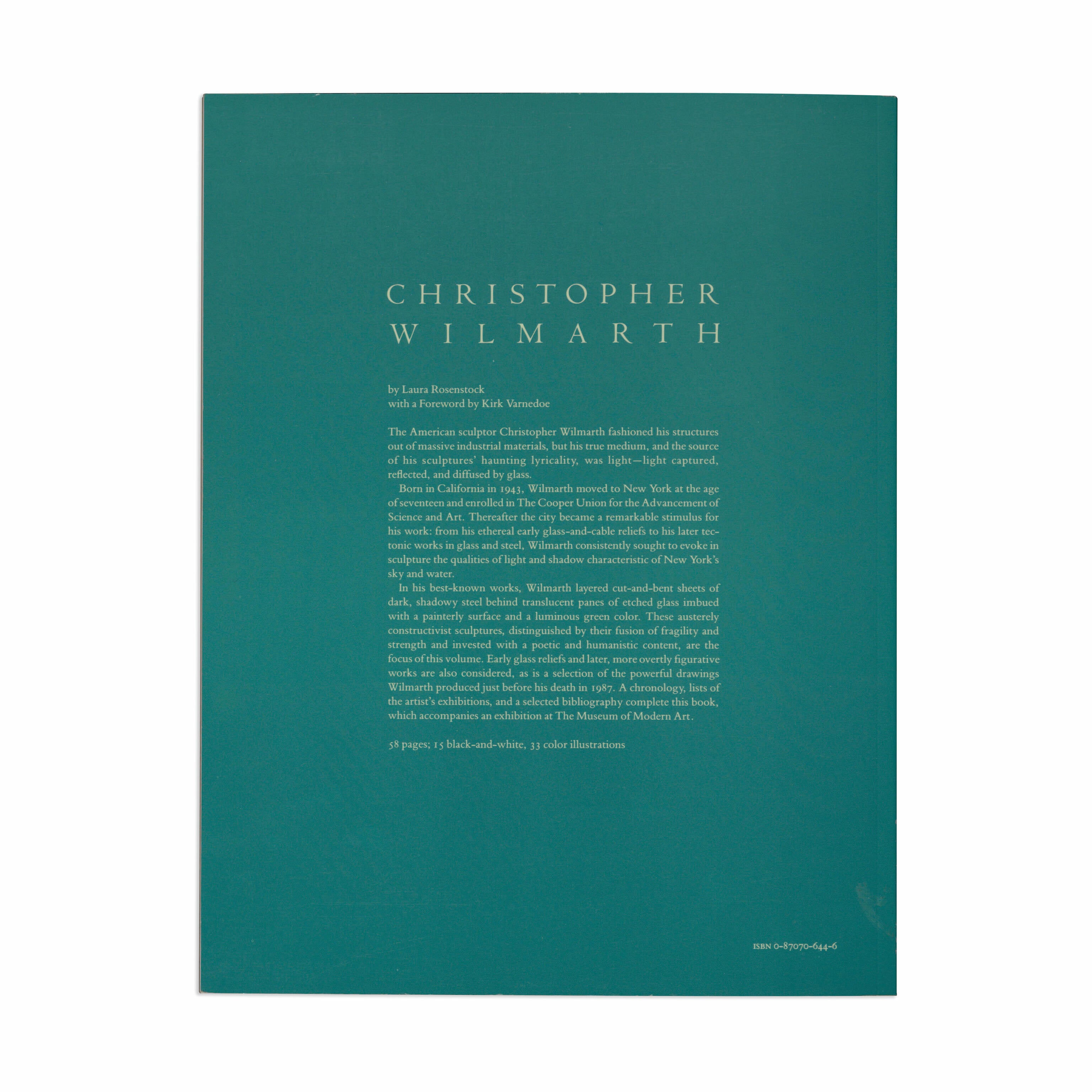 Christopher Wilmarth MoMA Art Book - Rare 1989 Edition