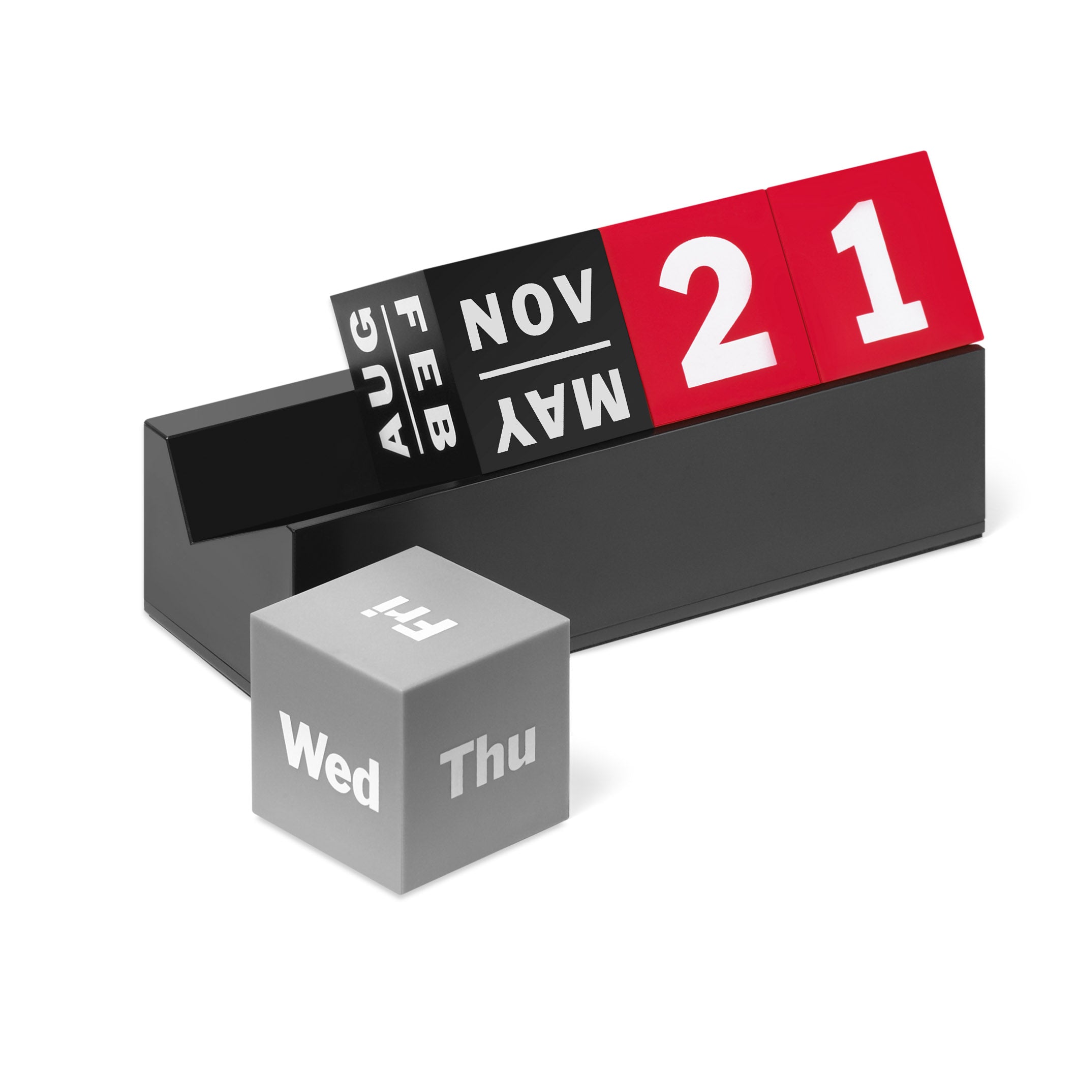 Perpetual Calendar Cubes - Red, Grey & Black Color Options