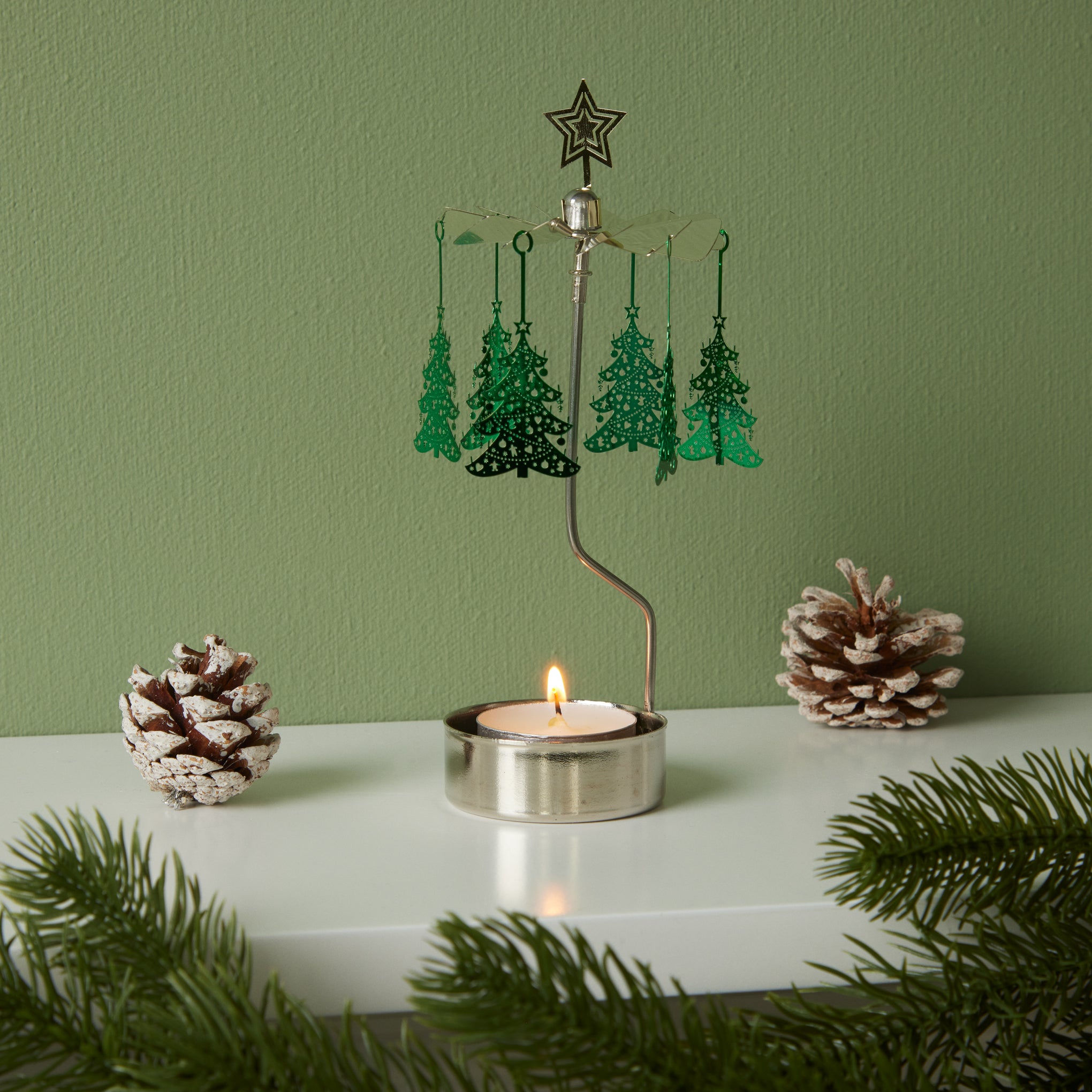Rotating Tree Candle Holder - Iron Mobile Stand for Votives