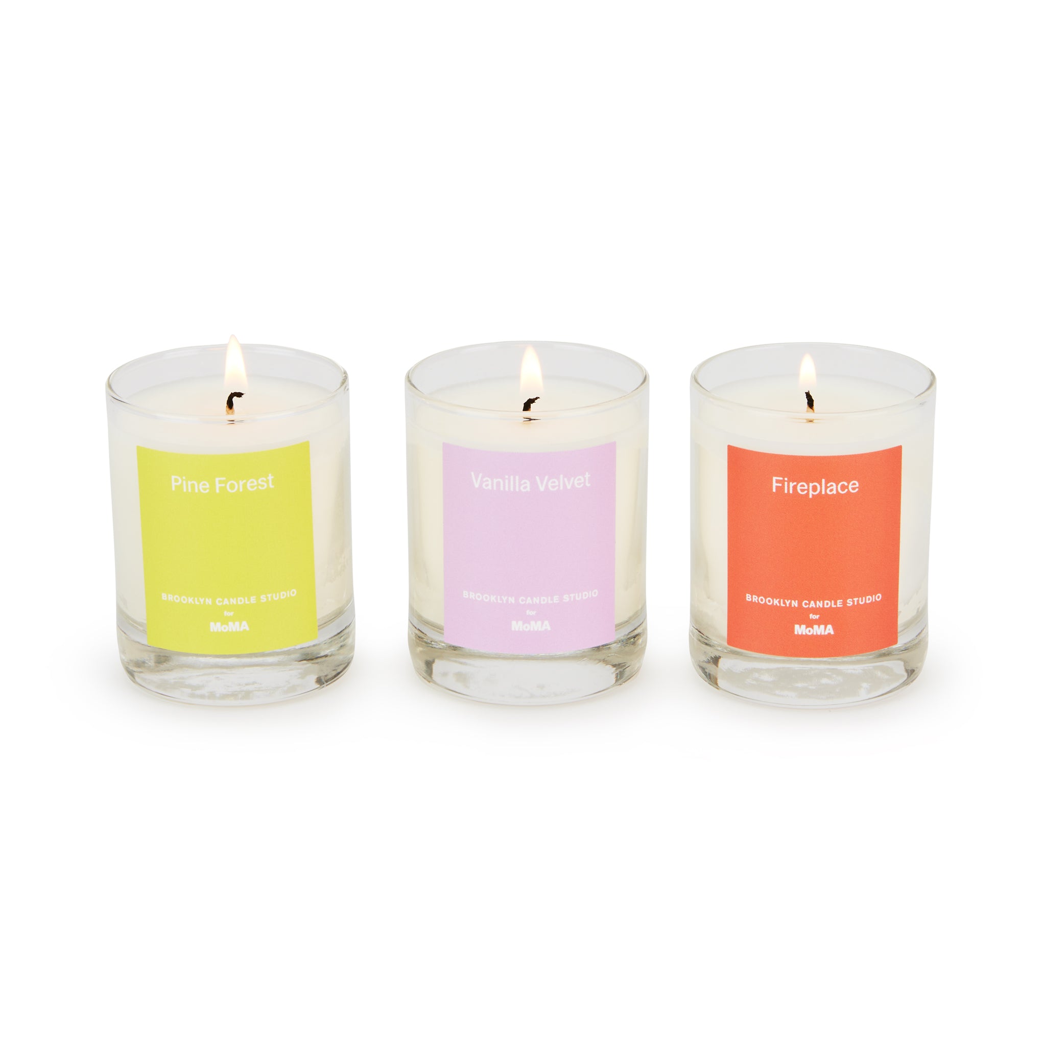 Brooklyn Candle Studio Soy Wax Candles - Pine Forest, Vanilla, Fireplace Set