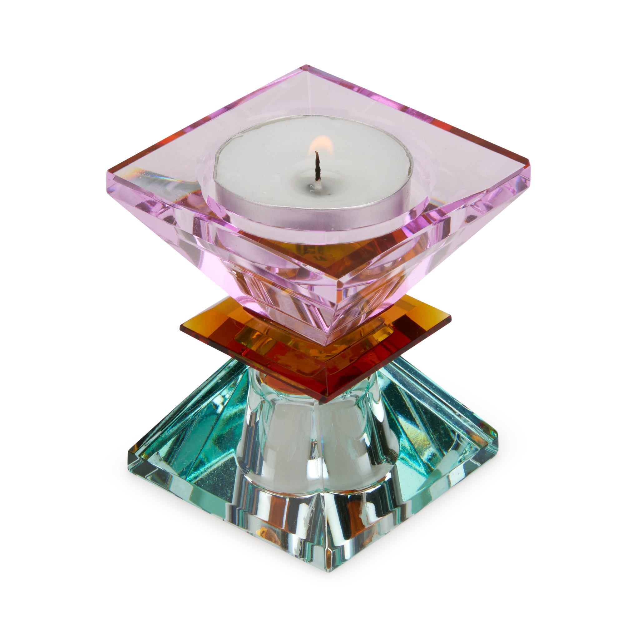 Faceted Crystal Candle Holder - Reversible for Tapers & Tea Lights