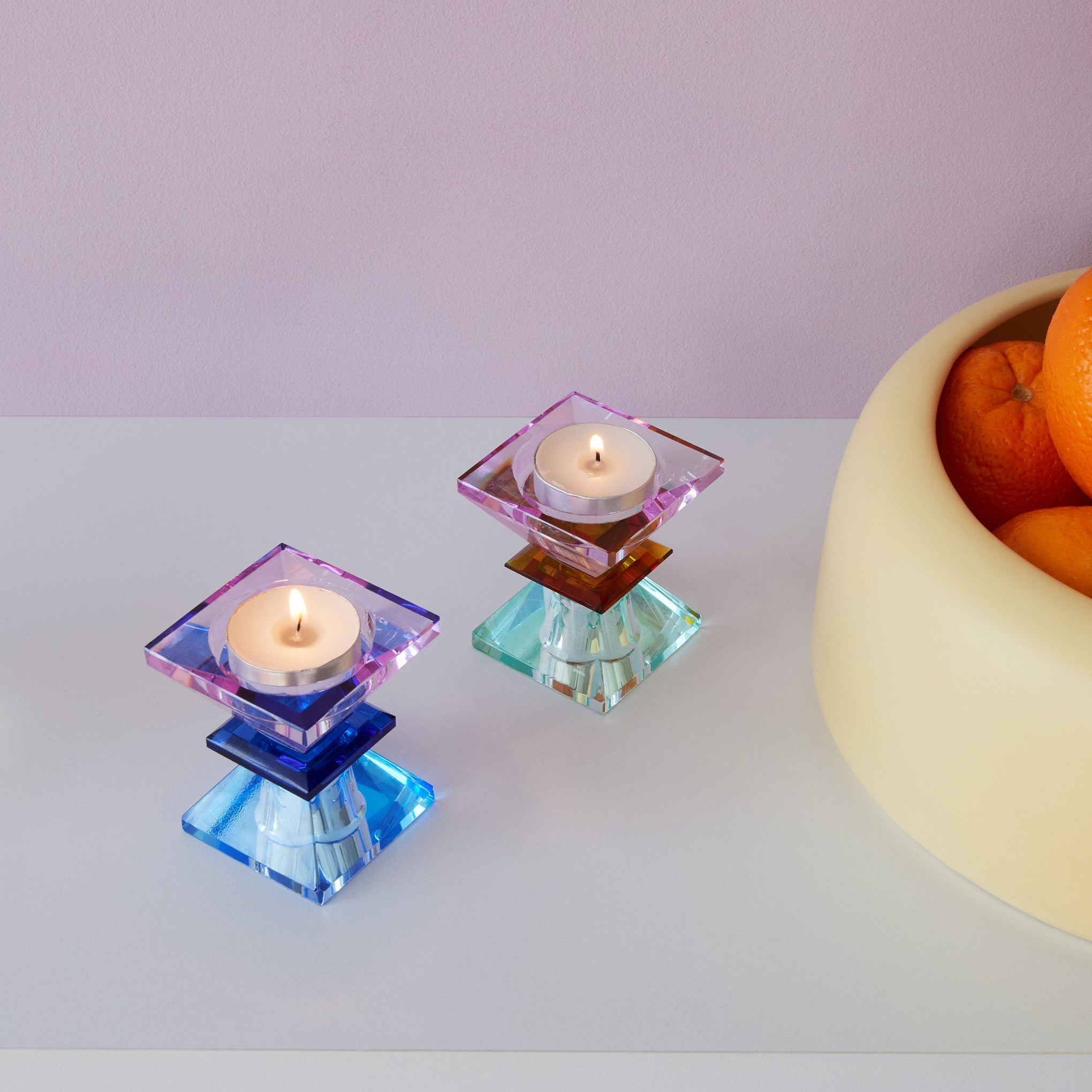 Faceted Crystal Candle Holder - Reversible for Tapers & Tea Lights