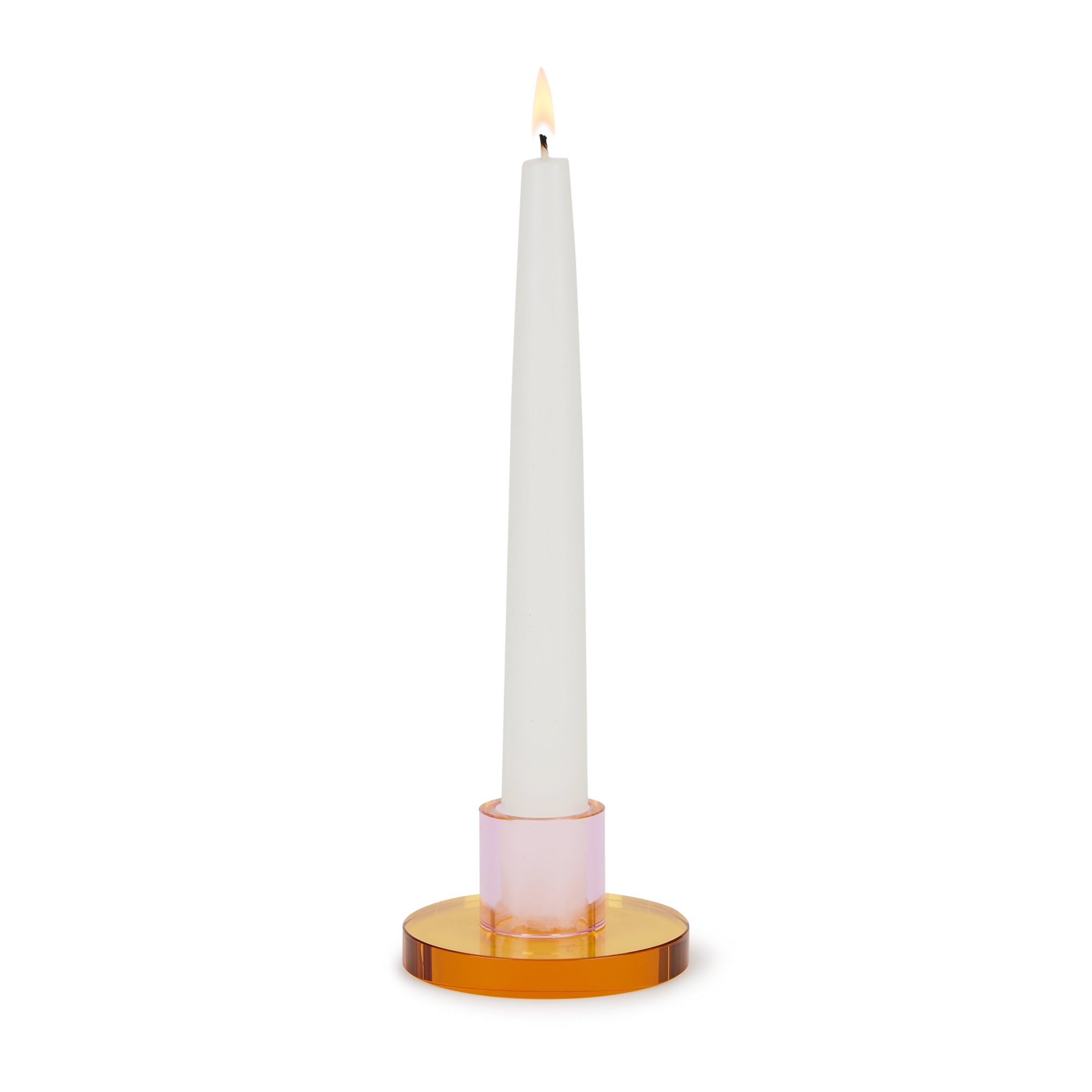 Lotte Knudsen Astra Crystal Candle Holder - Yellow Glass Decor