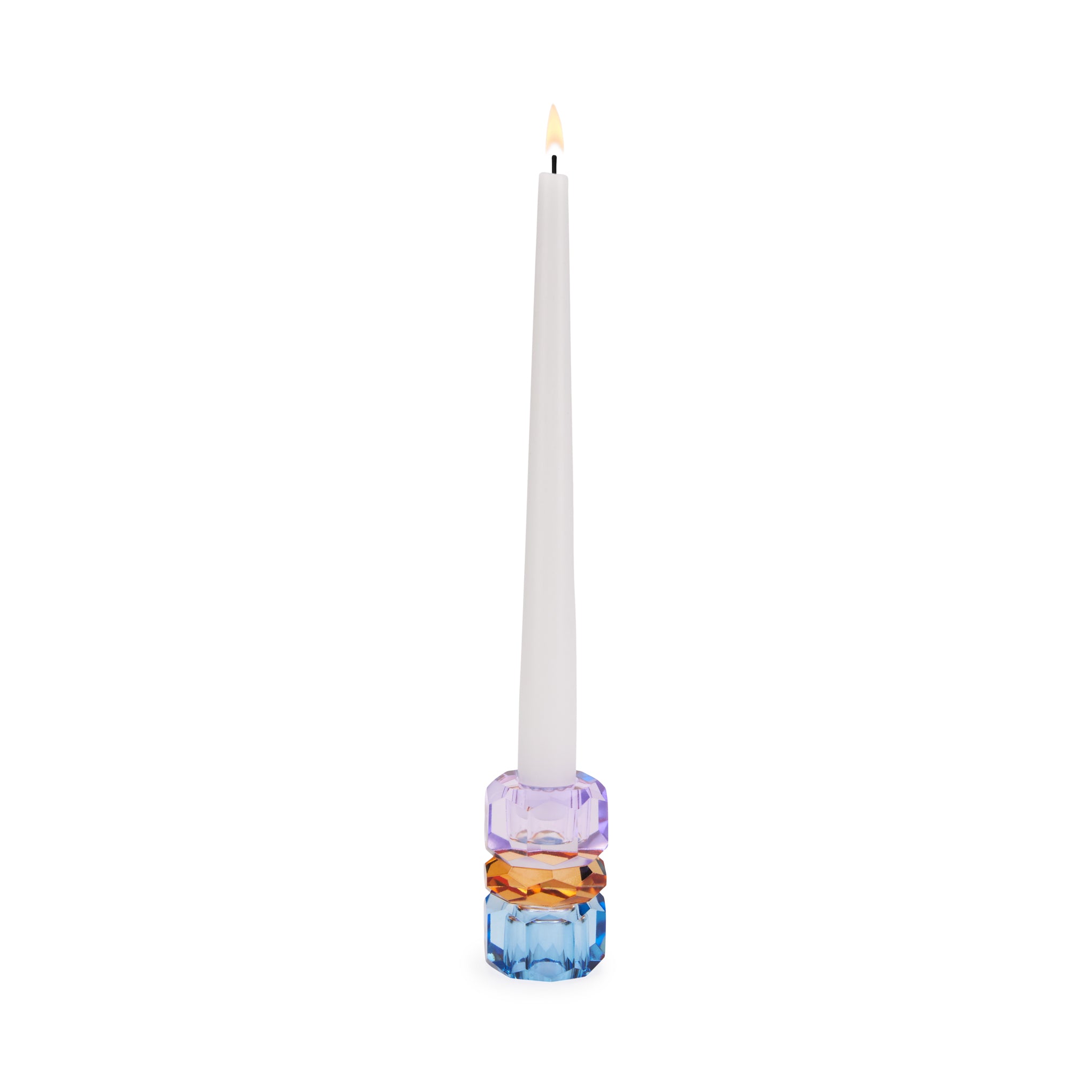 Faceted Crystal Candle Holder - Reversible for Taper & Tea Lights