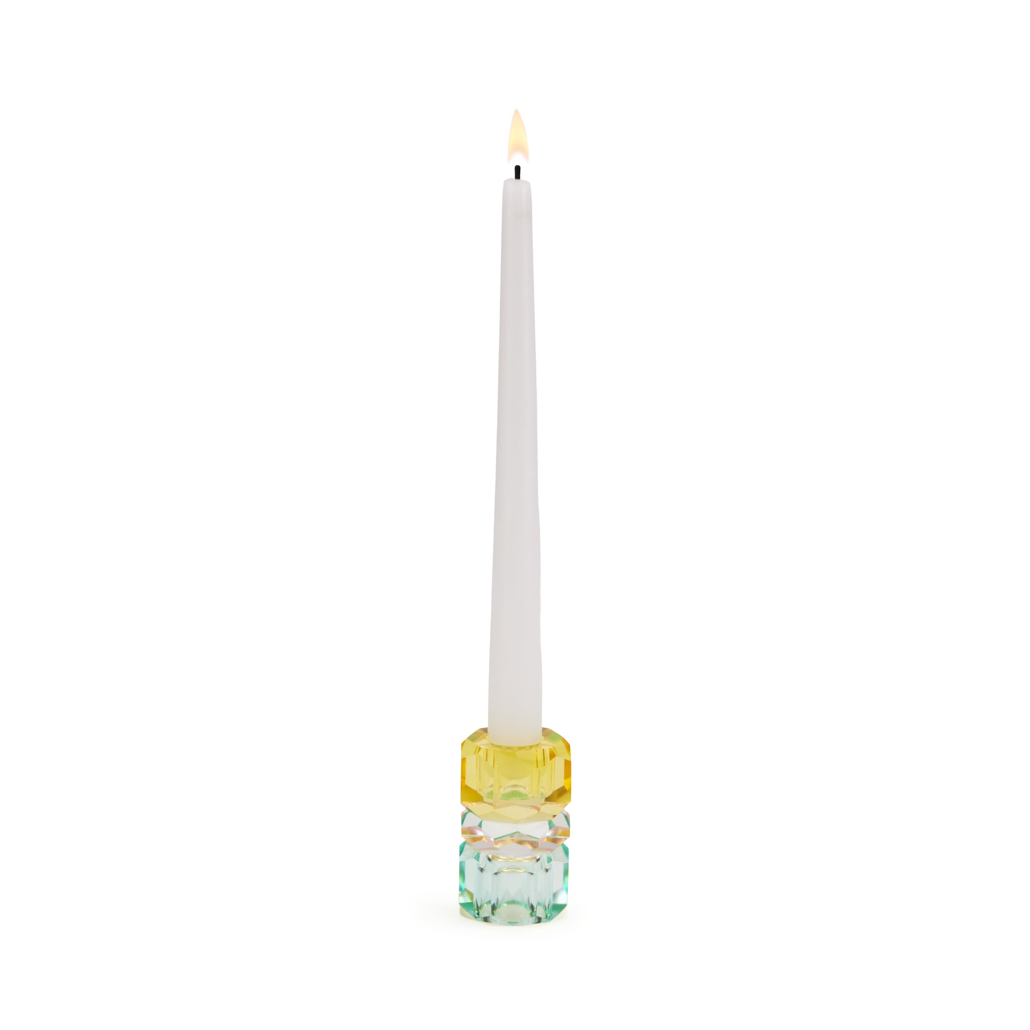 Faceted Crystal Candle Holder - Reversible for Taper & Tea Lights